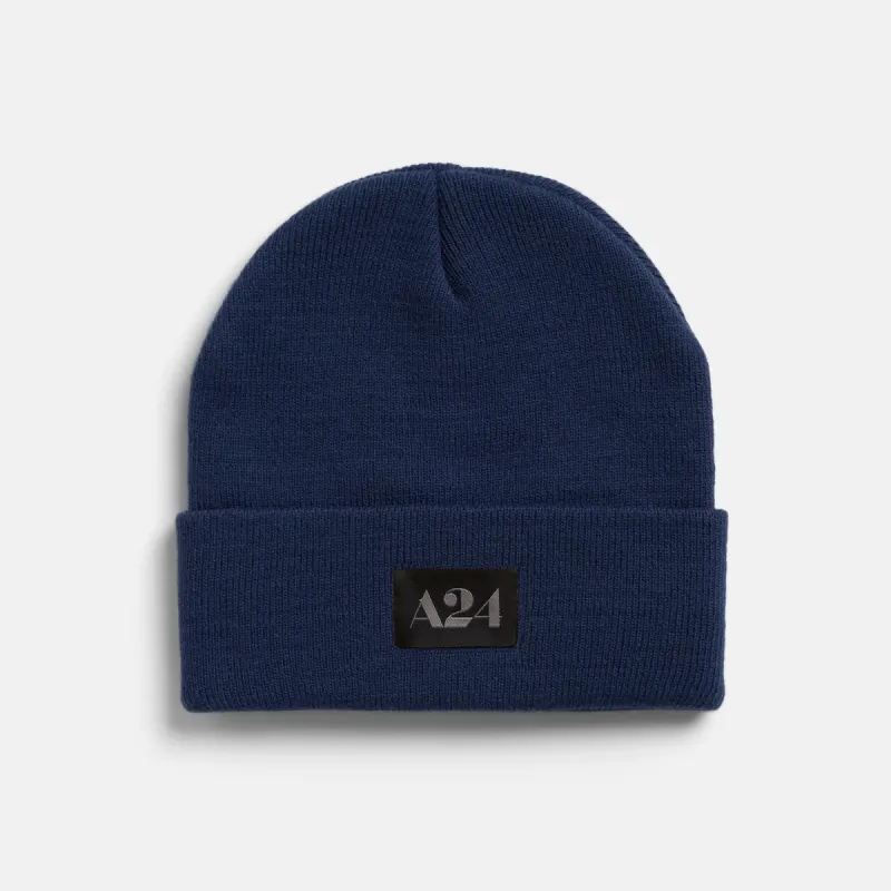Navy Logo Beanie sold by A24
