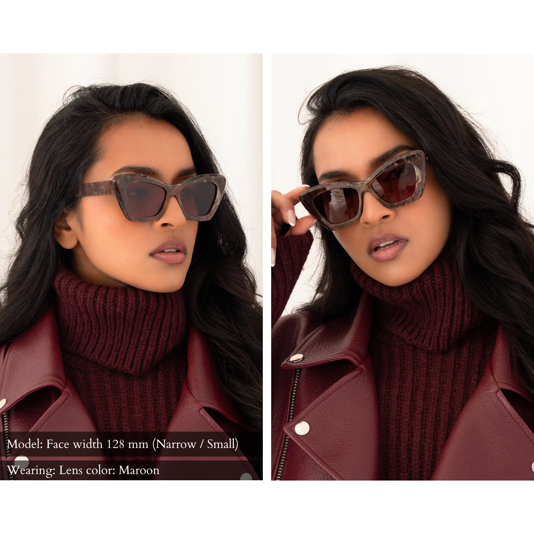 Cat-Eye Sunglasses in Maroon Marble sold by Memori Eyewear product image thumbnail 2
