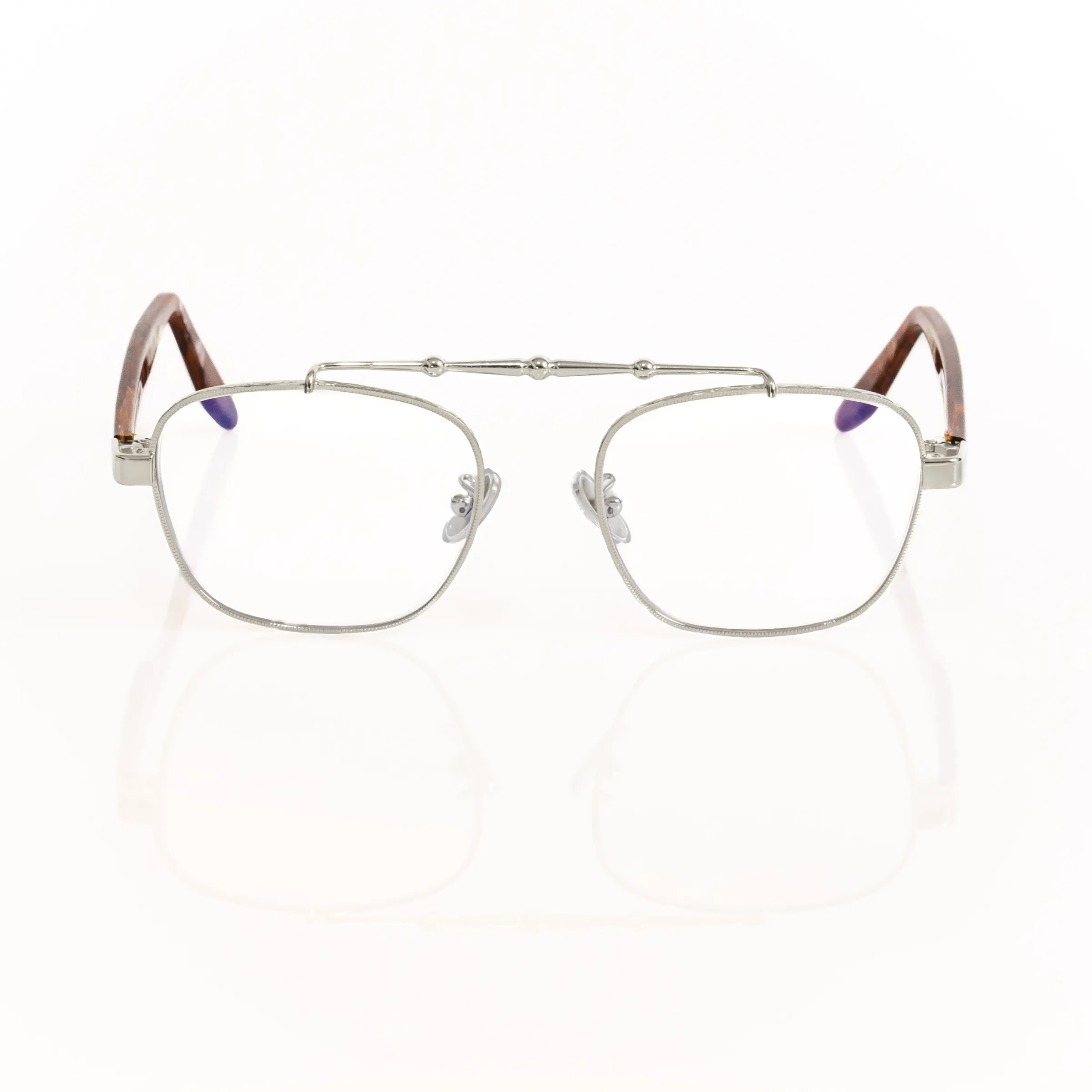 Balaustra Aviator Optical Frame in Silver + Tortoise sold by Memori Eyewear