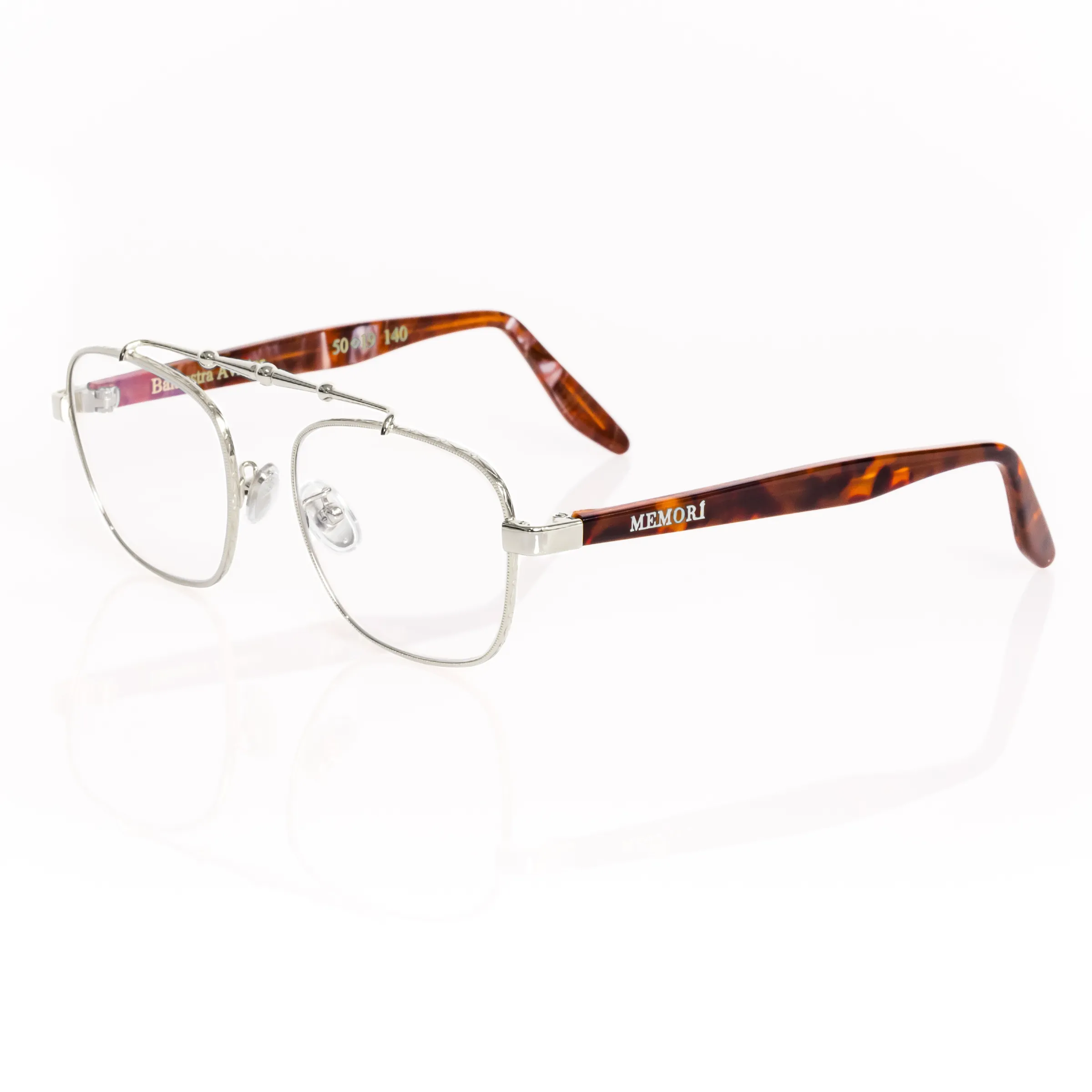 Balaustra Aviator Optical Frame in Silver + Tortoise sold by Memori Eyewear product image thumbnail 4