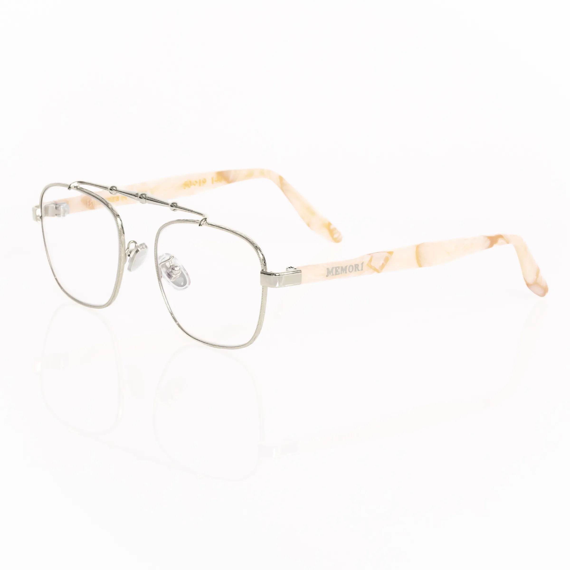 Balaustra Aviator Optical Frame in Silver + Ivory sold by Memori Eyewear product image thumbnail 5