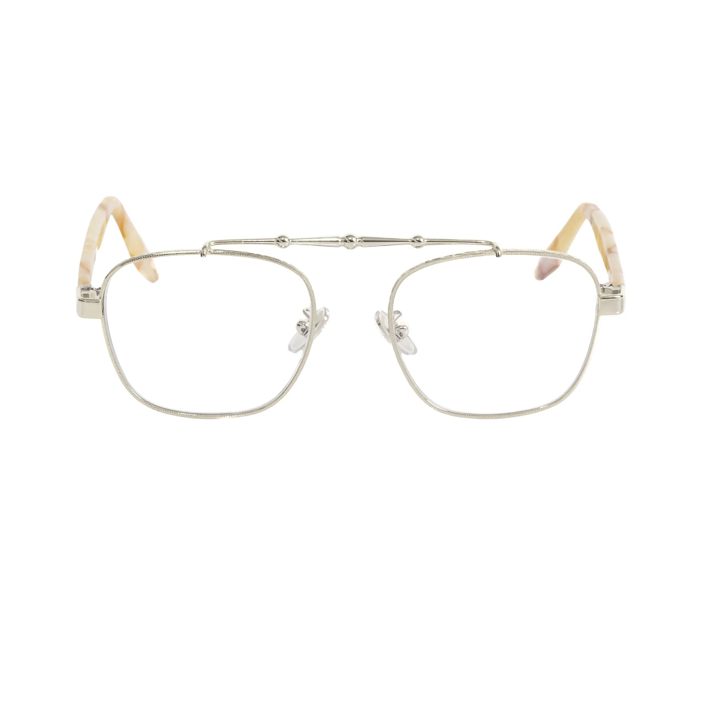 Balaustra Aviator Optical Frame in Silver + Ivory sold by Memori Eyewear