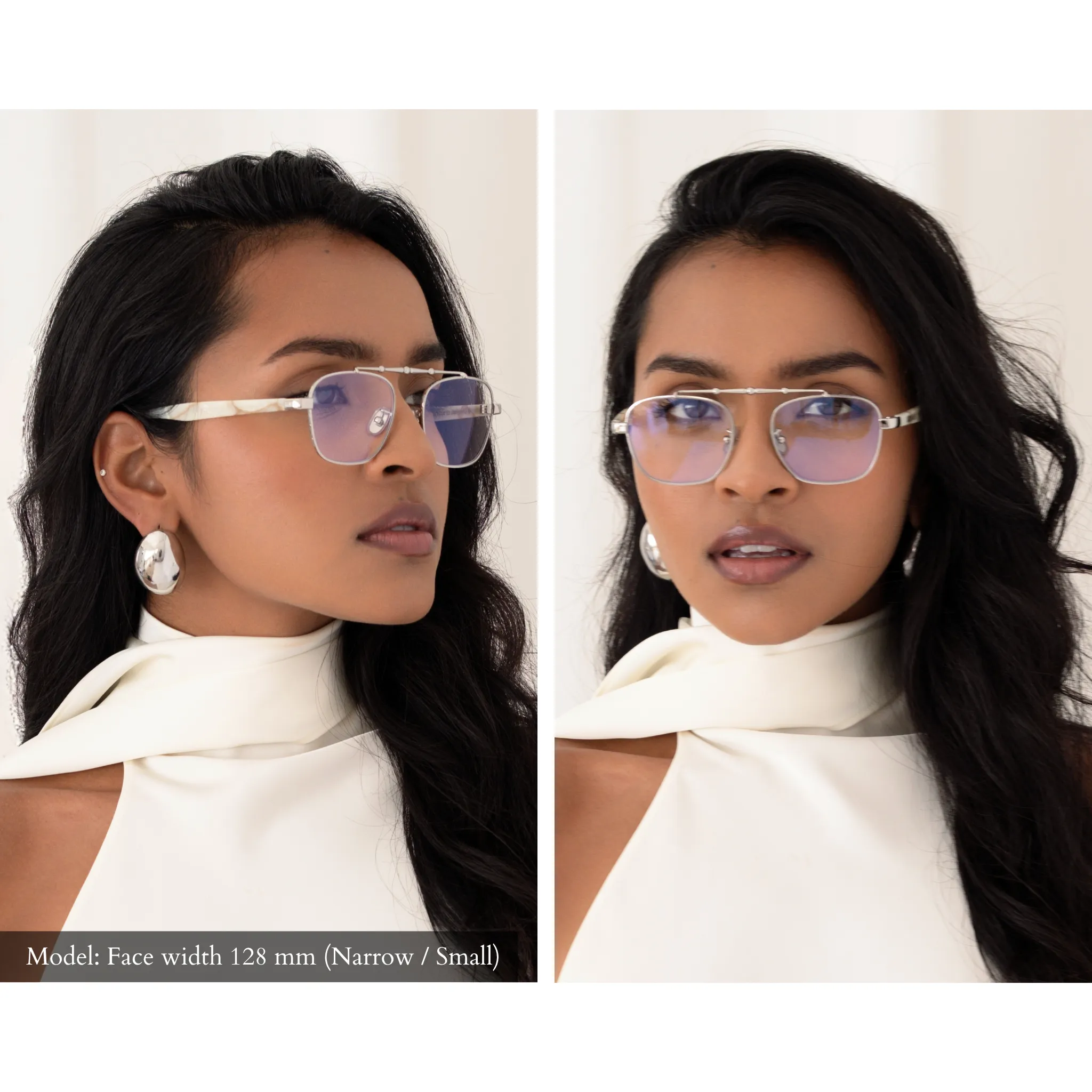 Balaustra Aviator Optical Frame in Silver + Ivory sold by Memori Eyewear product image thumbnail 4