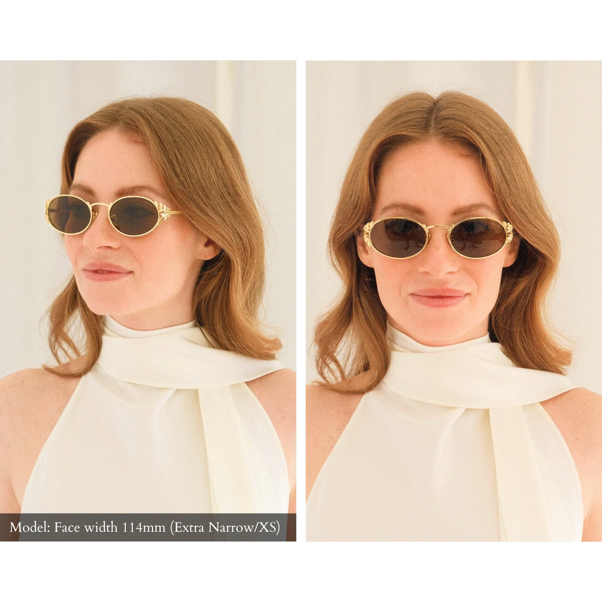 Laurel Oval Sunglasses in Gold, Warm Brown Lens sold by Memori Eyewear product image thumbnail 2