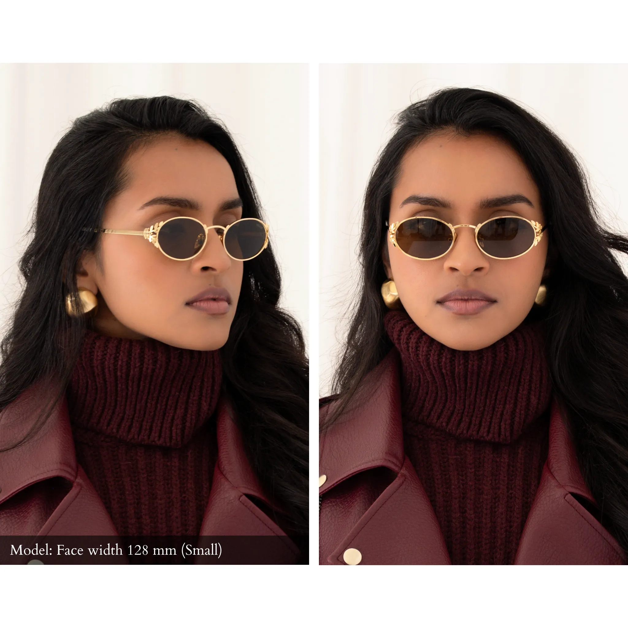 Laurel Oval Sunglasses in Gold, Warm Brown Lens sold by Memori Eyewear product image thumbnail 3