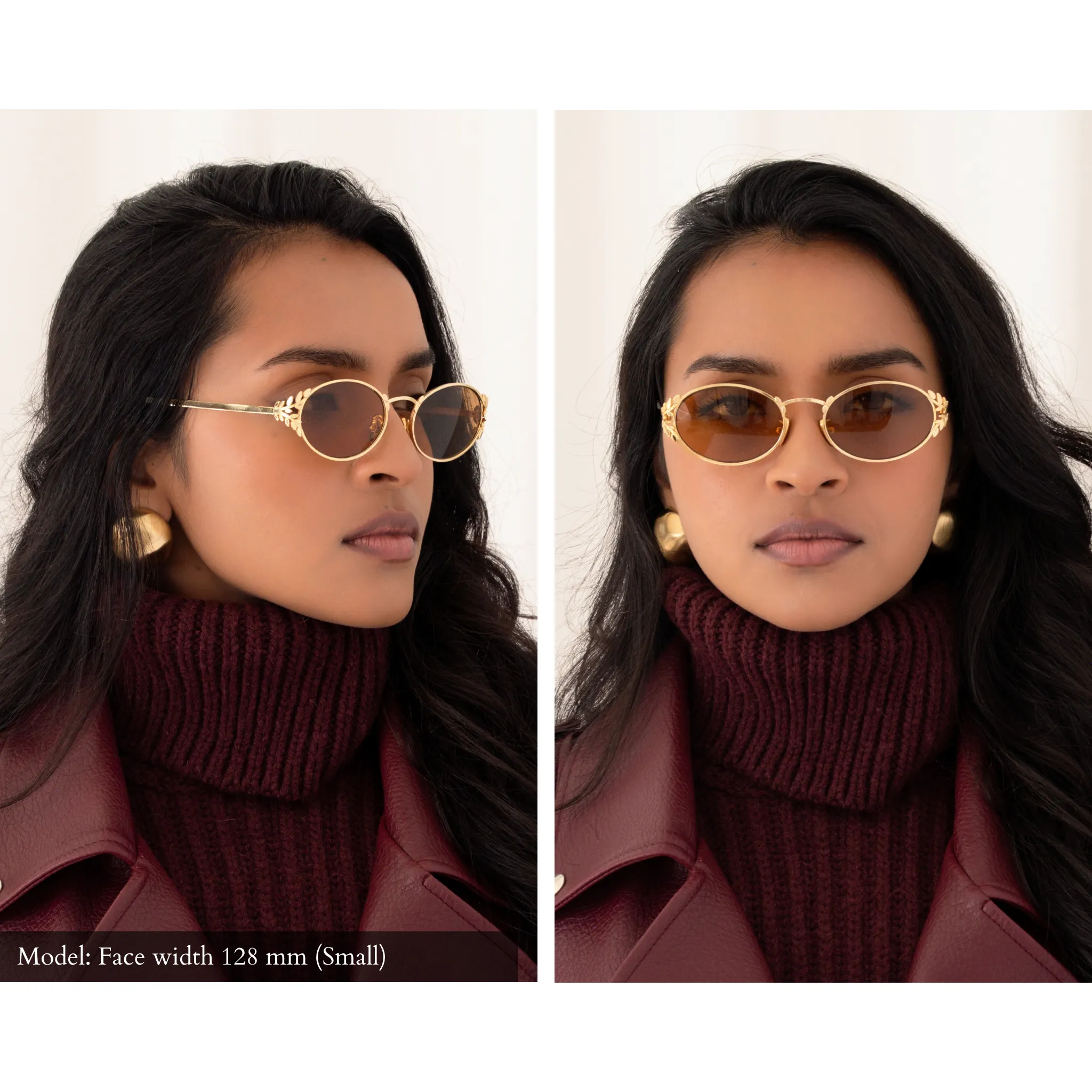 Laurel Oval Sunglasses in Gold, Golden Lens sold by Memori Eyewear product image thumbnail 2
