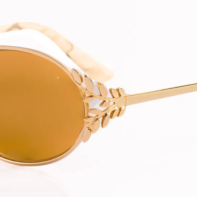 Laurel Oval Sunglasses in Gold, Golden Lens sold by Memori Eyewear product image thumbnail 4