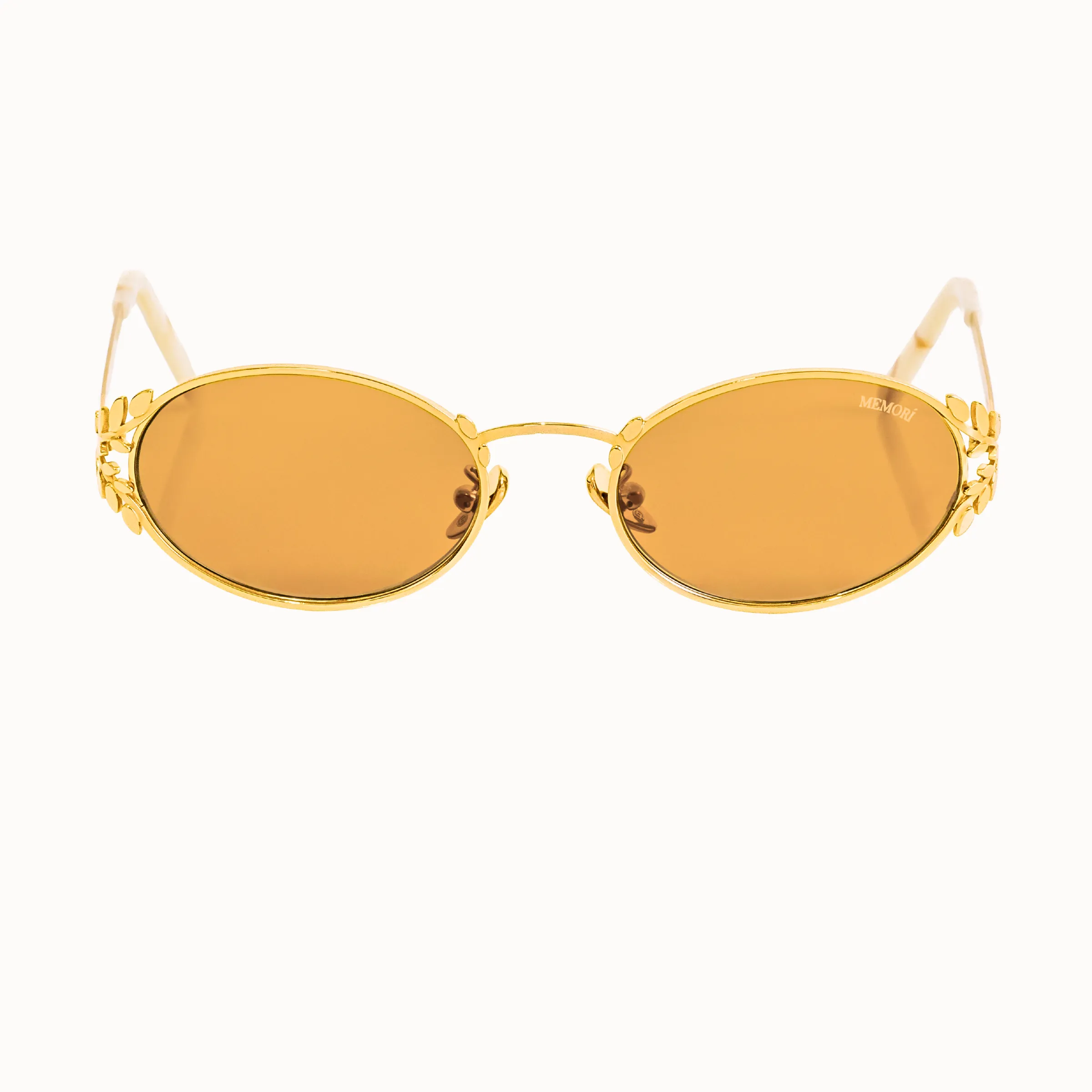 Laurel Oval Sunglasses in Gold, Golden Lens sold by Memori Eyewear