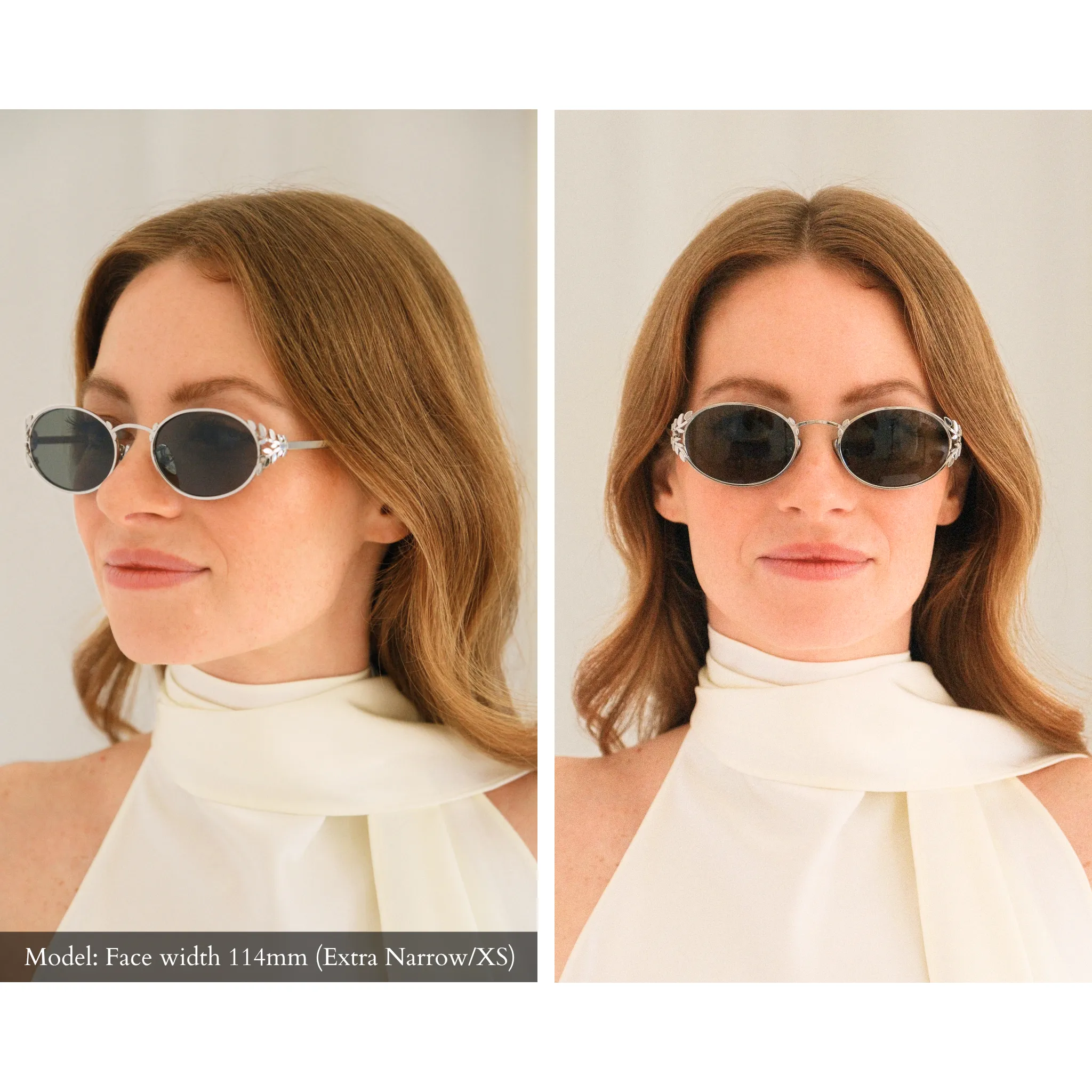Laurel Oval Sunglasses in Silver, Dk Green Lens sold by Memori Eyewear product image thumbnail 3