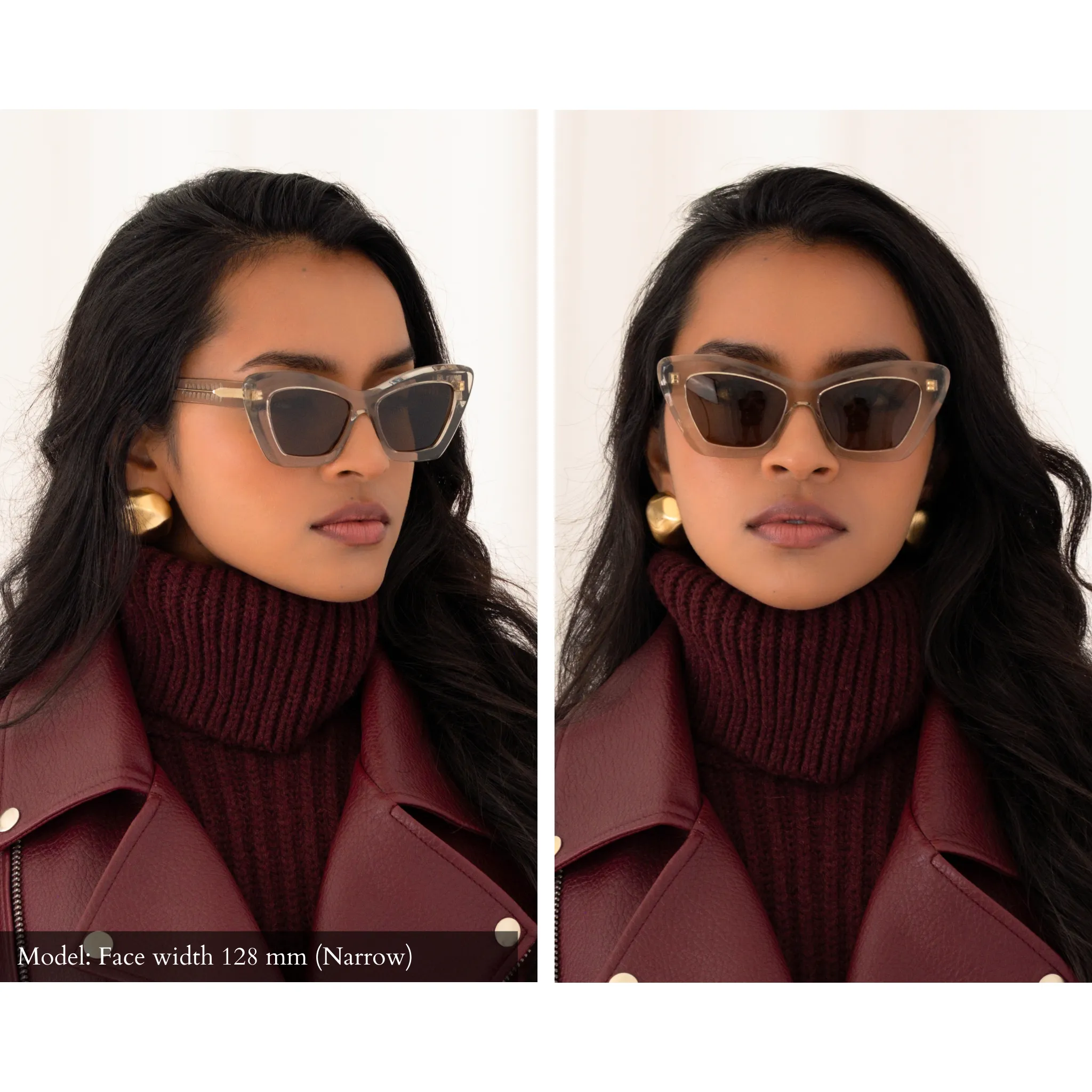 Cat-Eye Sunglasses in Smoked Crystal, Warm Brown Lenses sold by Memori Eyewear product image thumbnail 4