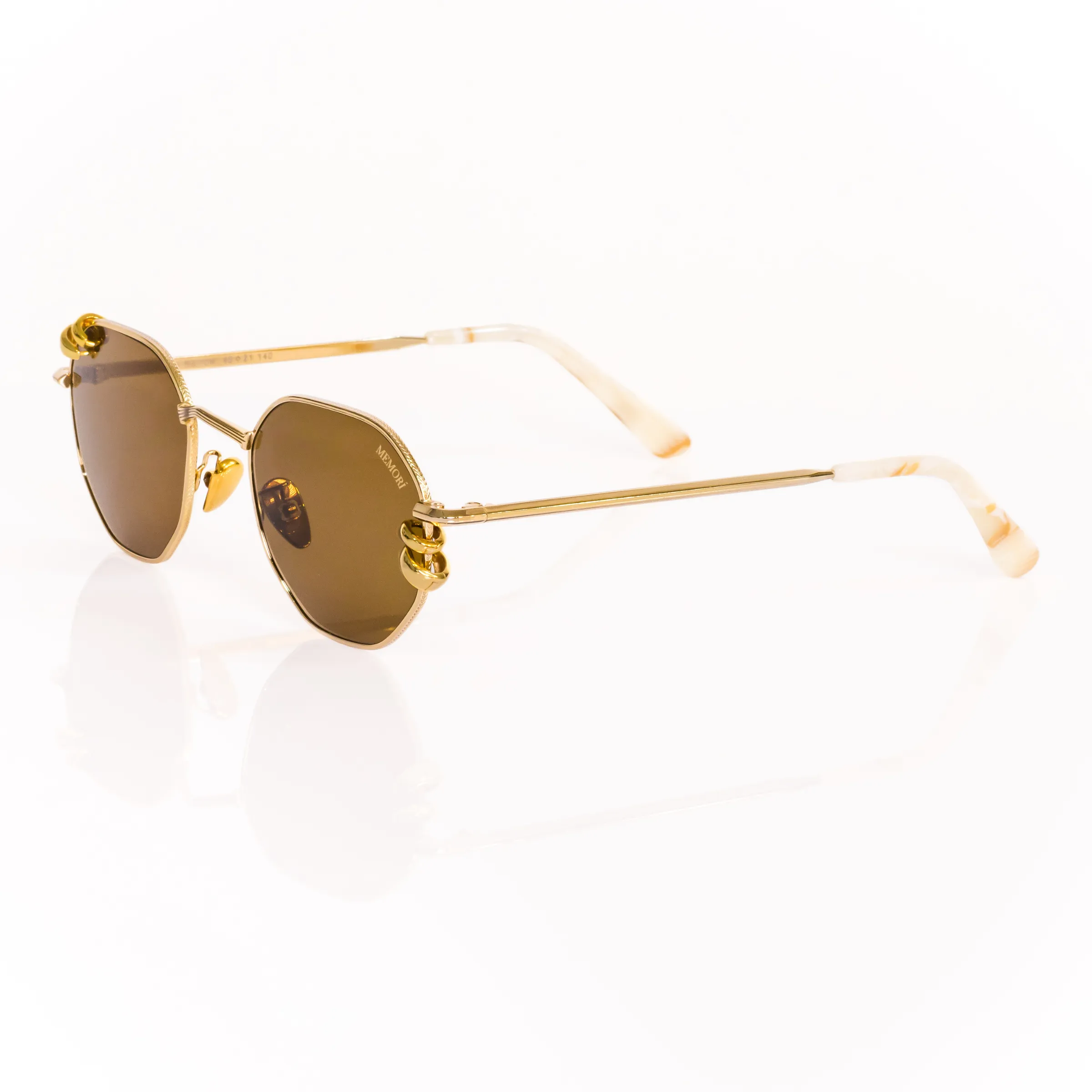 Pierced Hexagon Sunglasses in Gold - Warm Brown Lenses sold by Memori Eyewear product image thumbnail 2