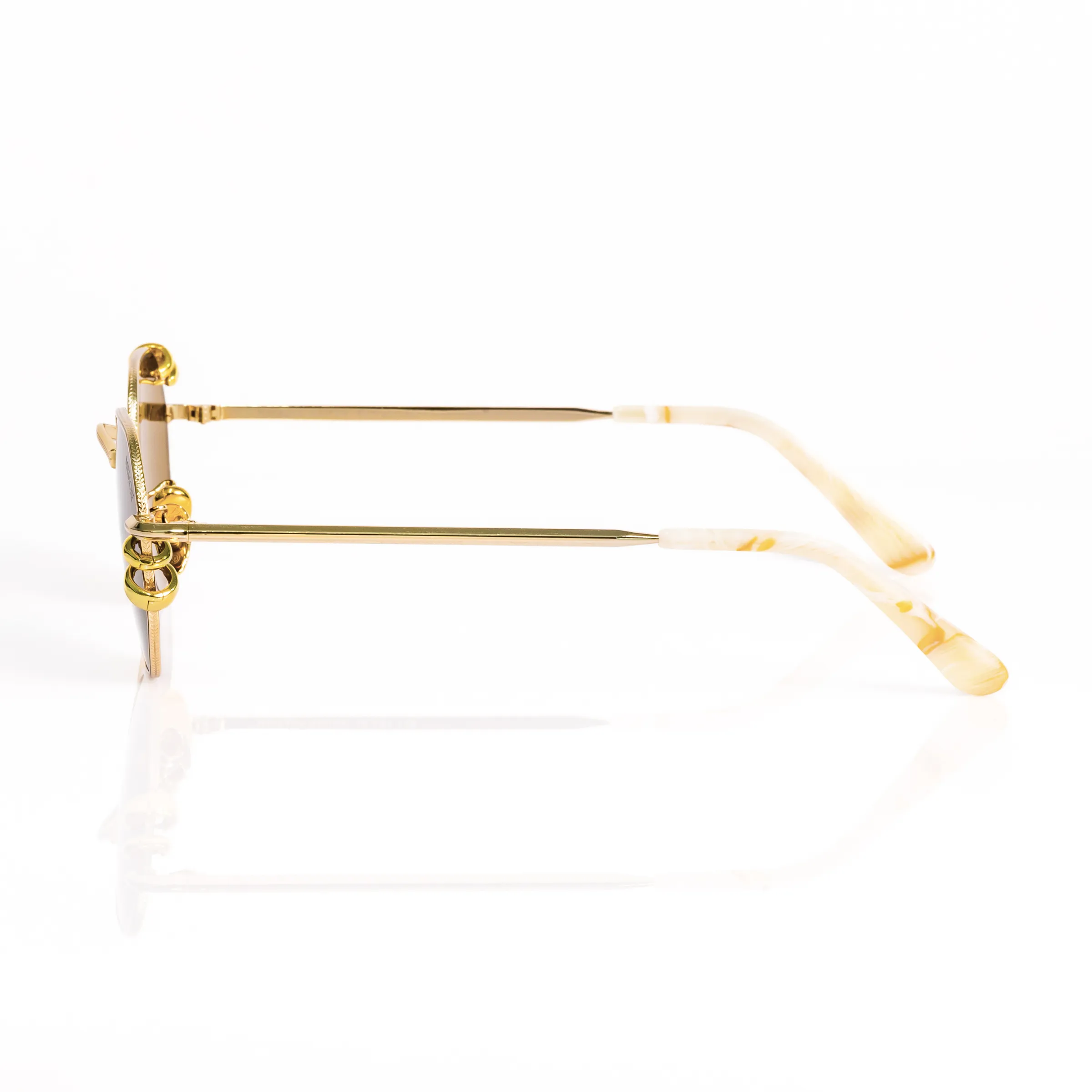 Pierced Hexagon Sunglasses in Gold - Warm Brown Lenses sold by Memori Eyewear product image thumbnail 4