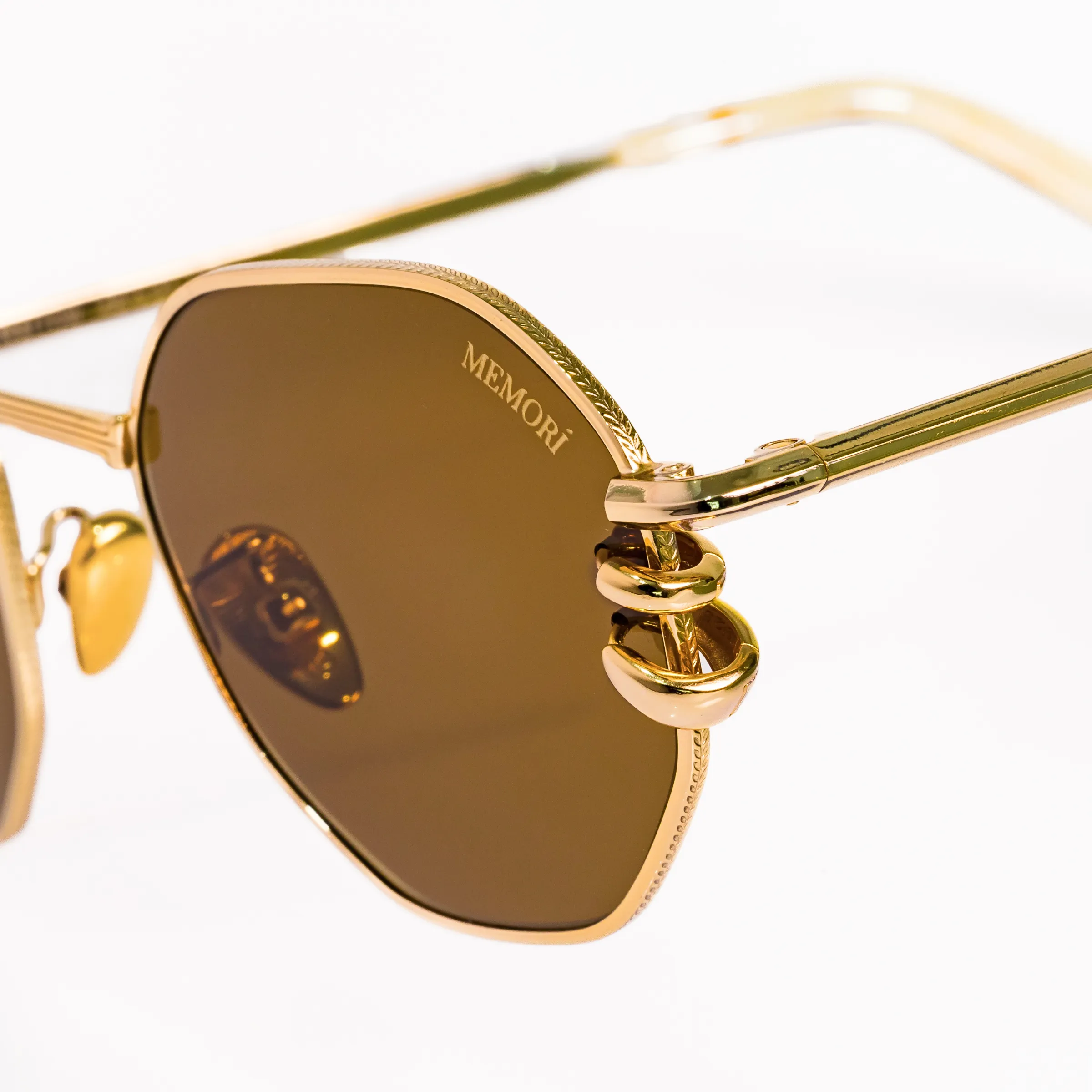 Pierced Hexagon Sunglasses in Gold - Warm Brown Lenses sold by Memori Eyewear product image thumbnail 3