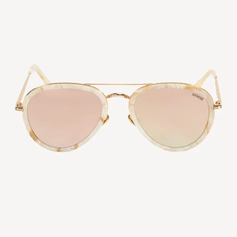 Aviator Sunglasses - Gold with mirrored lenses made by Memori Eyewear