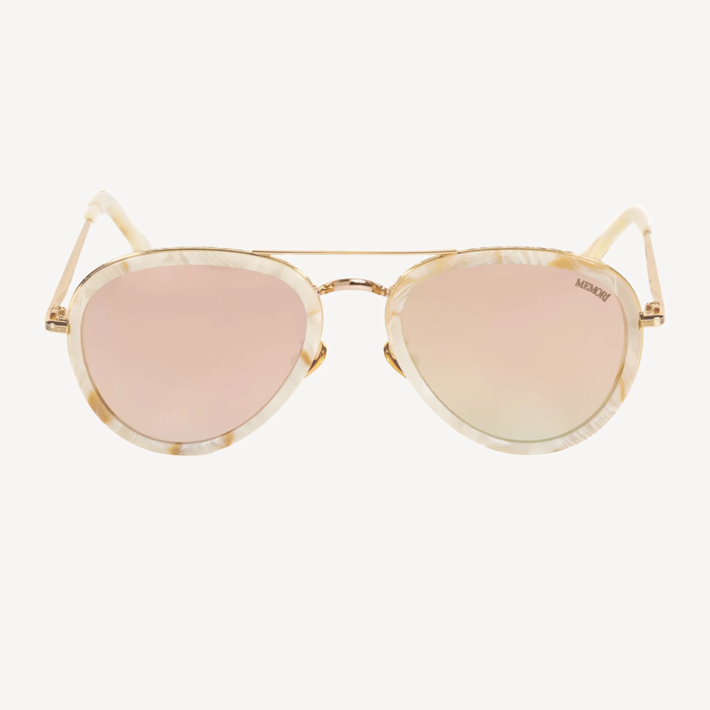 Aviator Sunglasses - Gold with mirrored lenses sold by Memori Eyewear