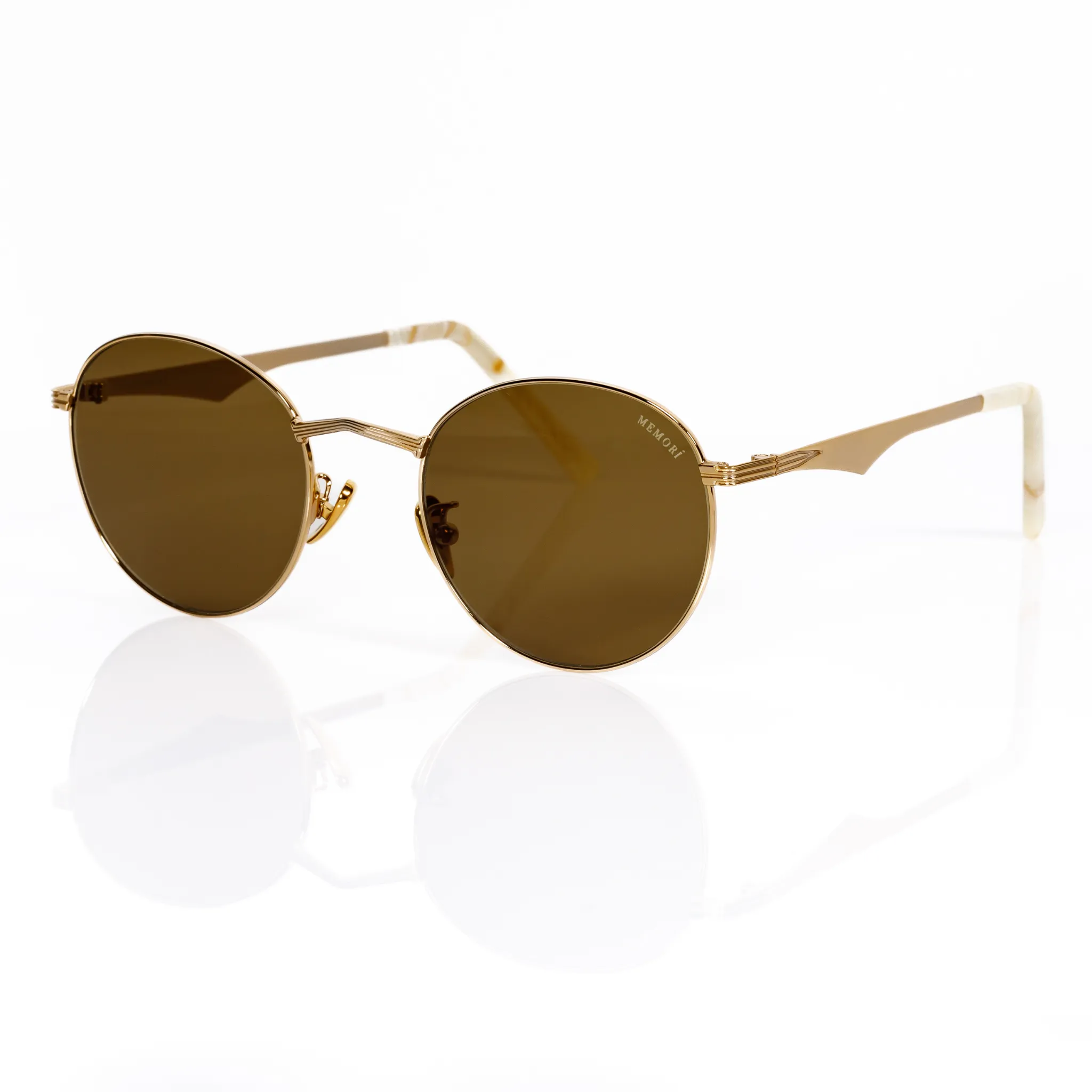 Round Sunglasses in Gold - Warm Brown Lenses sold by Memori Eyewear product image thumbnail 5