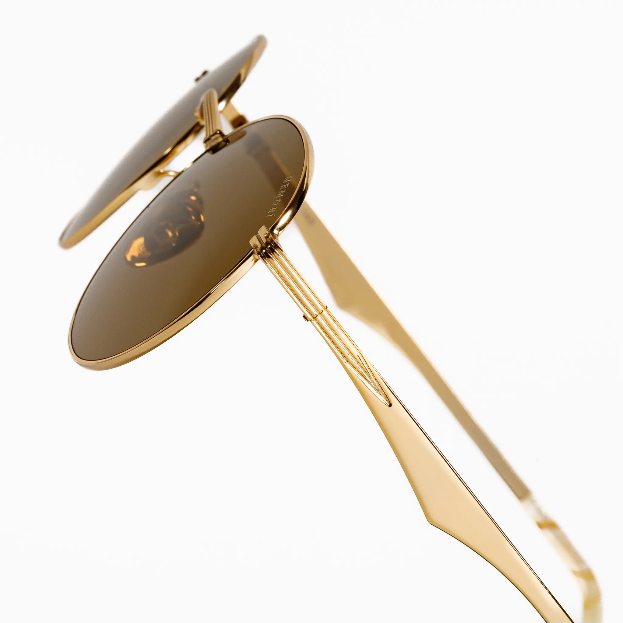 Round Sunglasses in Gold - Warm Brown Lenses sold by Memori Eyewear product image thumbnail 3