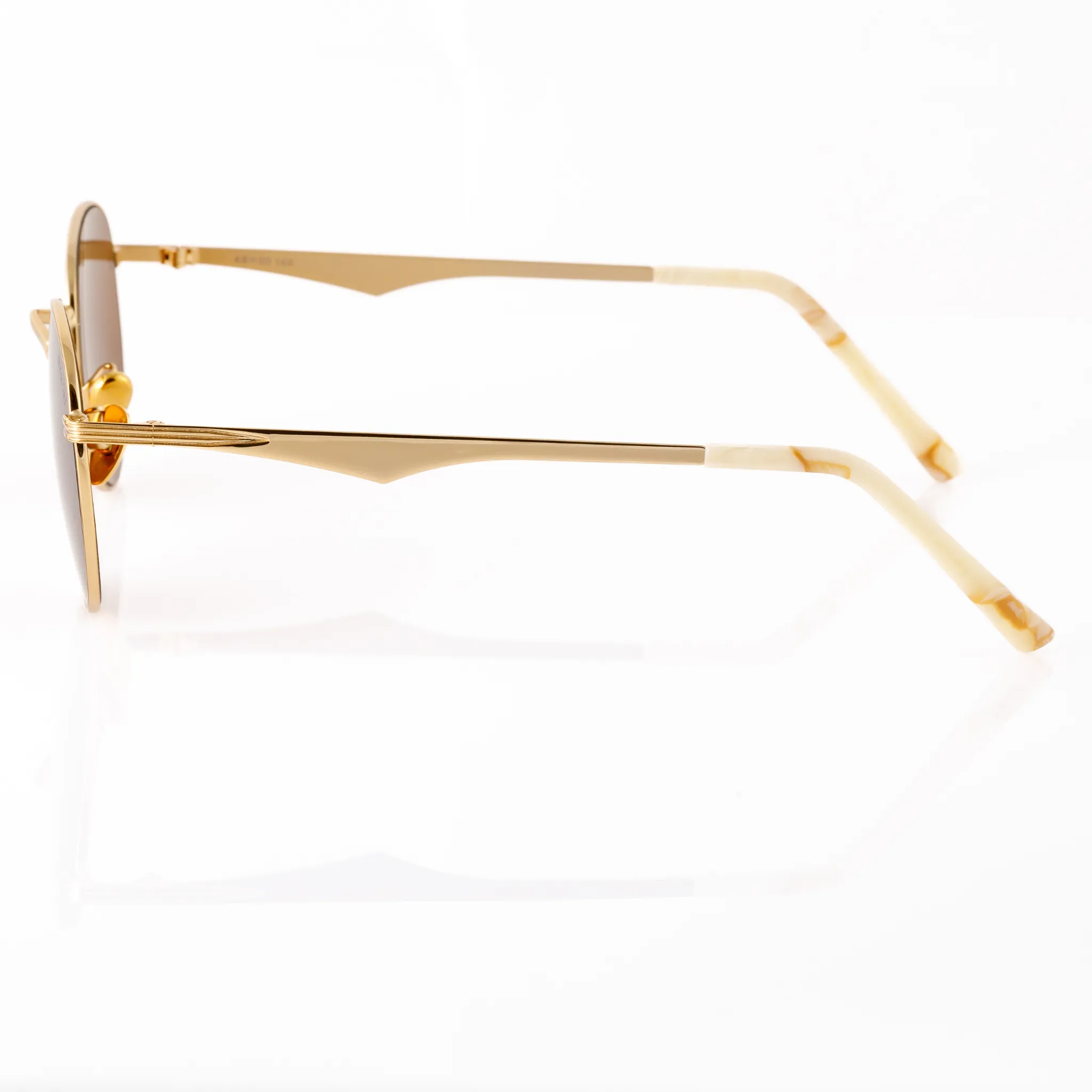 Round Sunglasses in Gold - Warm Brown Lenses sold by Memori Eyewear product image thumbnail 4