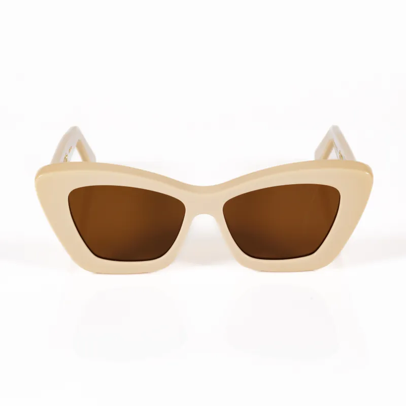 Cat-Eye Sunglasses in Ivory, Brown Lenses made by Memori Eyewear