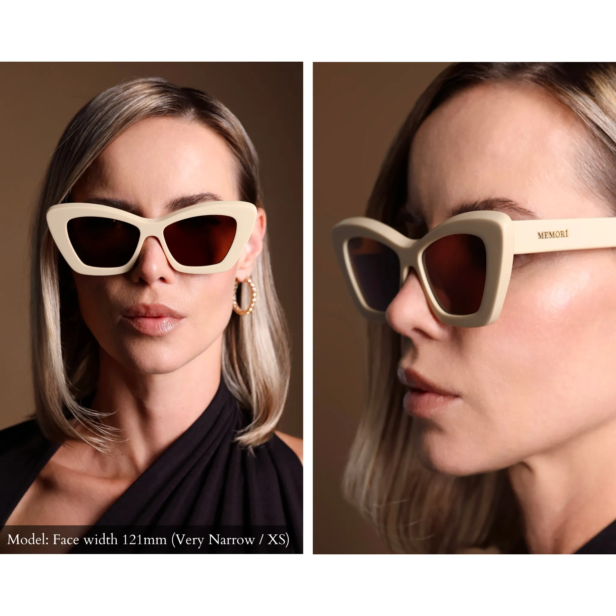 Cat-Eye Sunglasses in Ivory, Brown Lenses sold by Memori Eyewear product image thumbnail 2