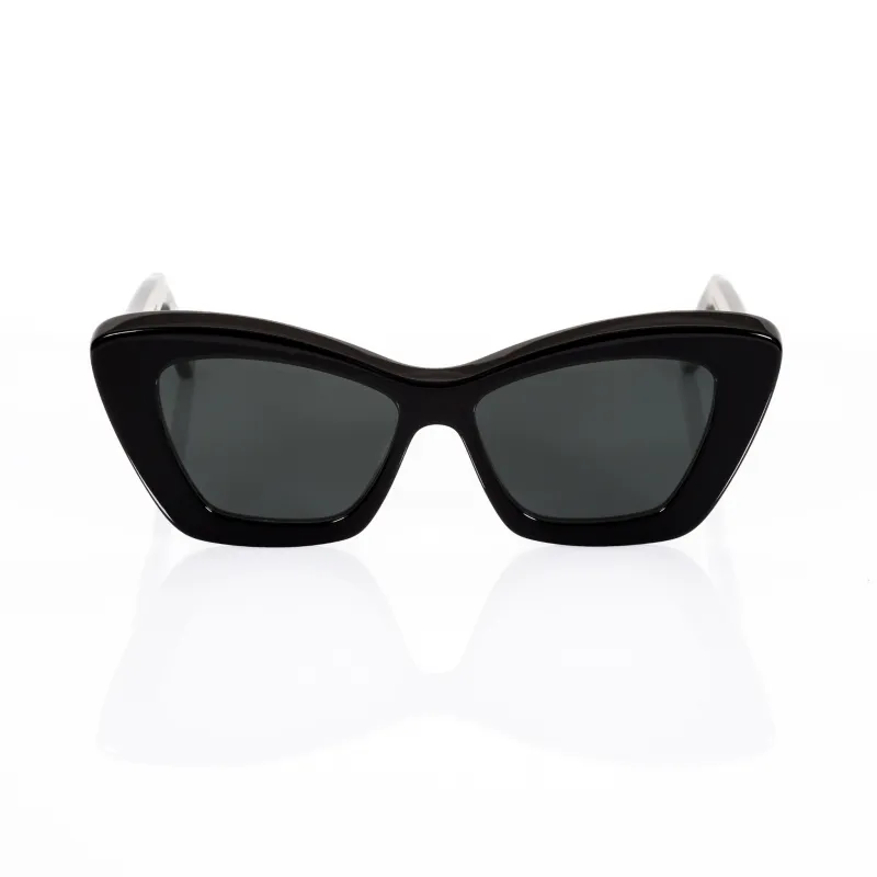 Cat-Eye Sunglasses in Black, Black Lenses made by Memori Eyewear