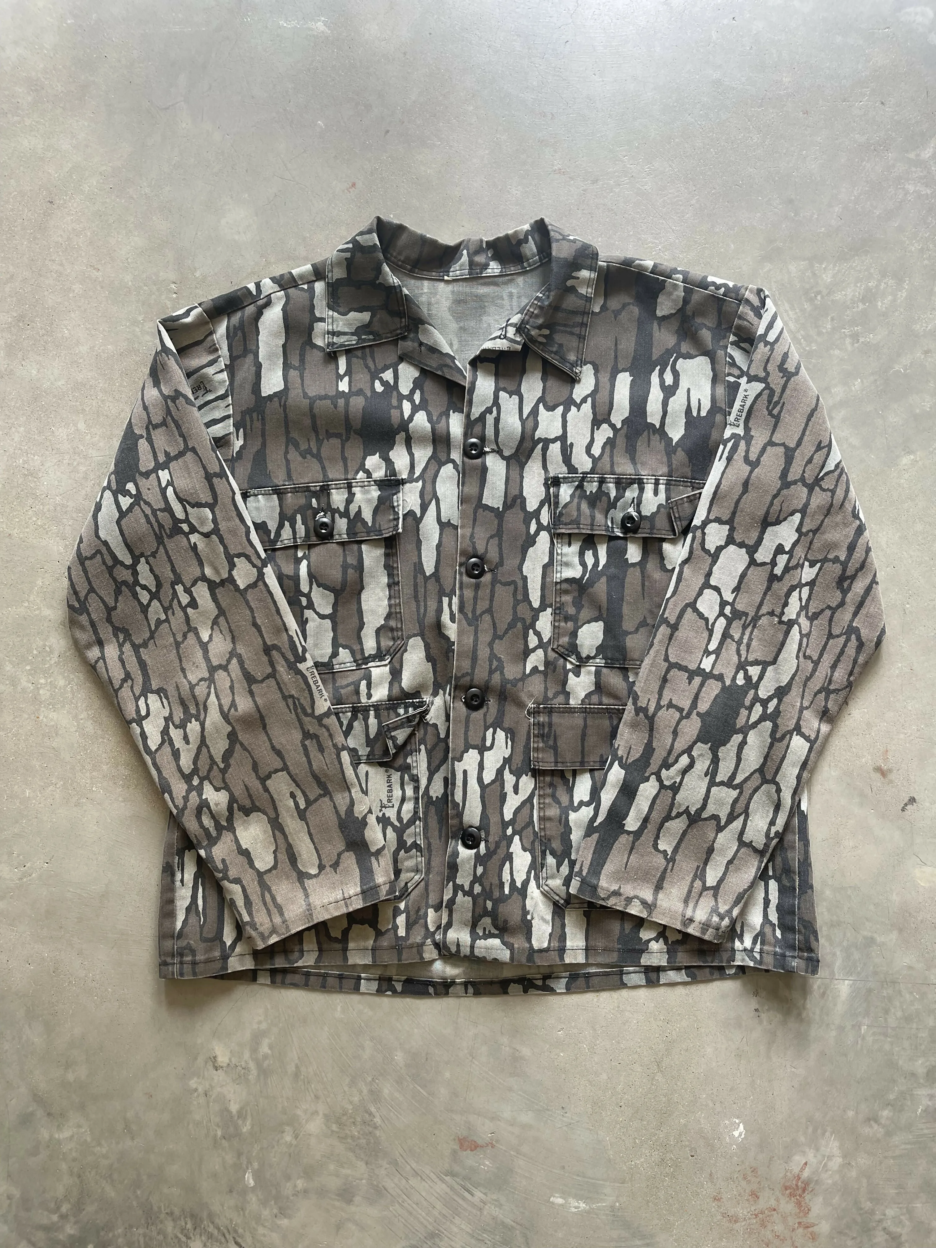 Vintage Trebark Camo 4-Pocket Jacket (L) sold by Trebark