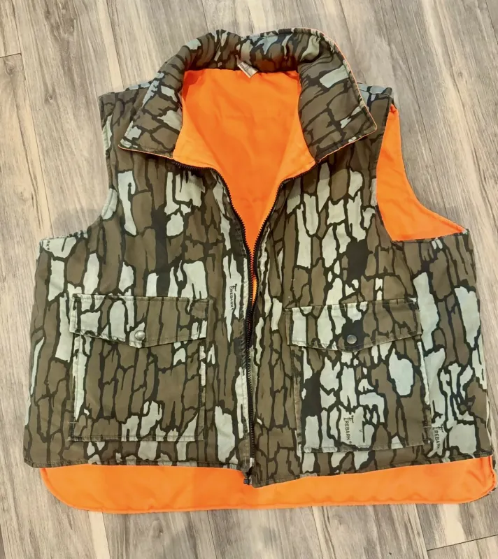 80’s Reversible Trebark/Blaze Orange Hunting Vest Size XXL made by Trebark