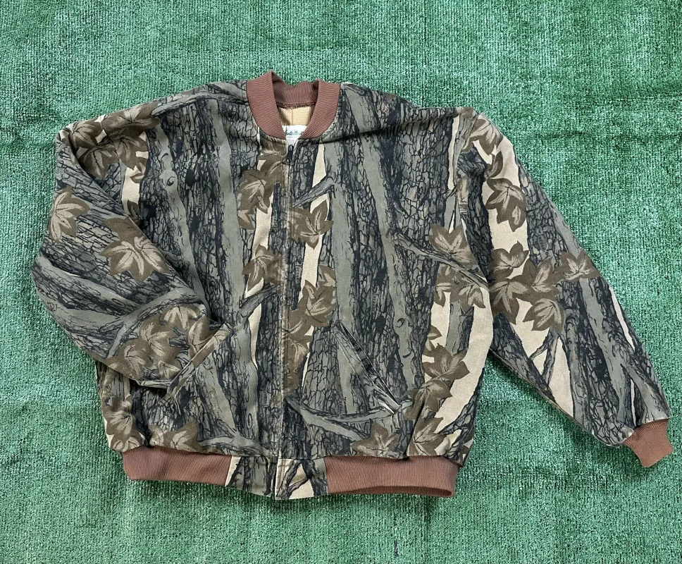 Vintage Gander Mountain Trebark Camo XXL TALL Bomber Jacket made by Trebark