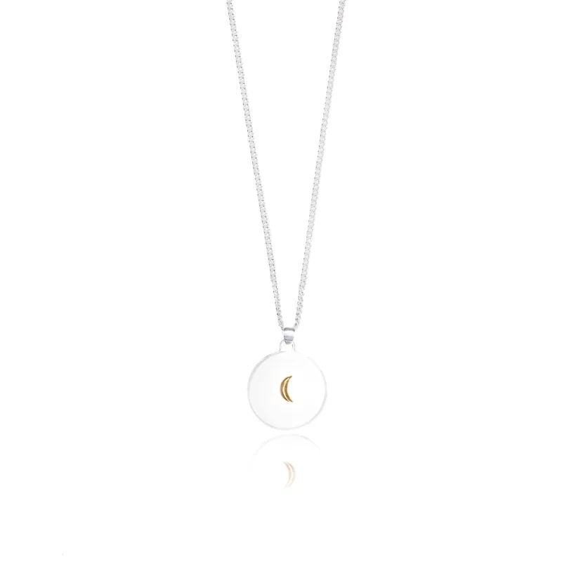 Optimist Prime - Silver Circle Pendant Necklace with Gold Mood - SOON SPACE sold by Sew Unique