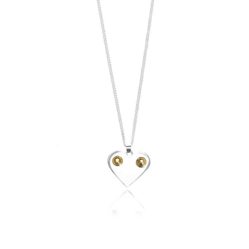 Whole Heartedly - Silver & Gold Heart Pendant Necklace - SOON SPACE sold by Sew Unique