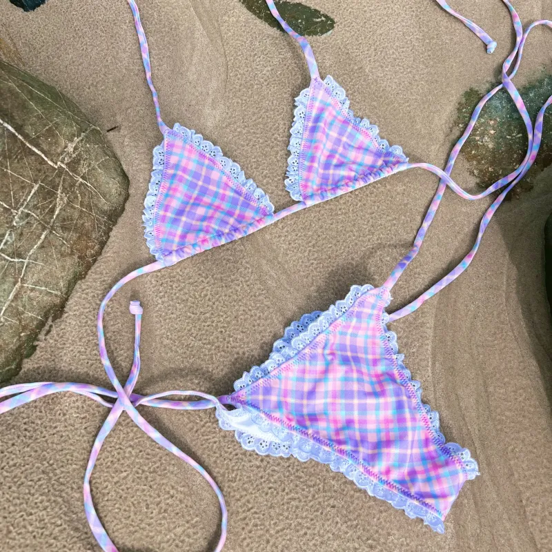Gingham Dream Bikini Top sold by Sew Unique