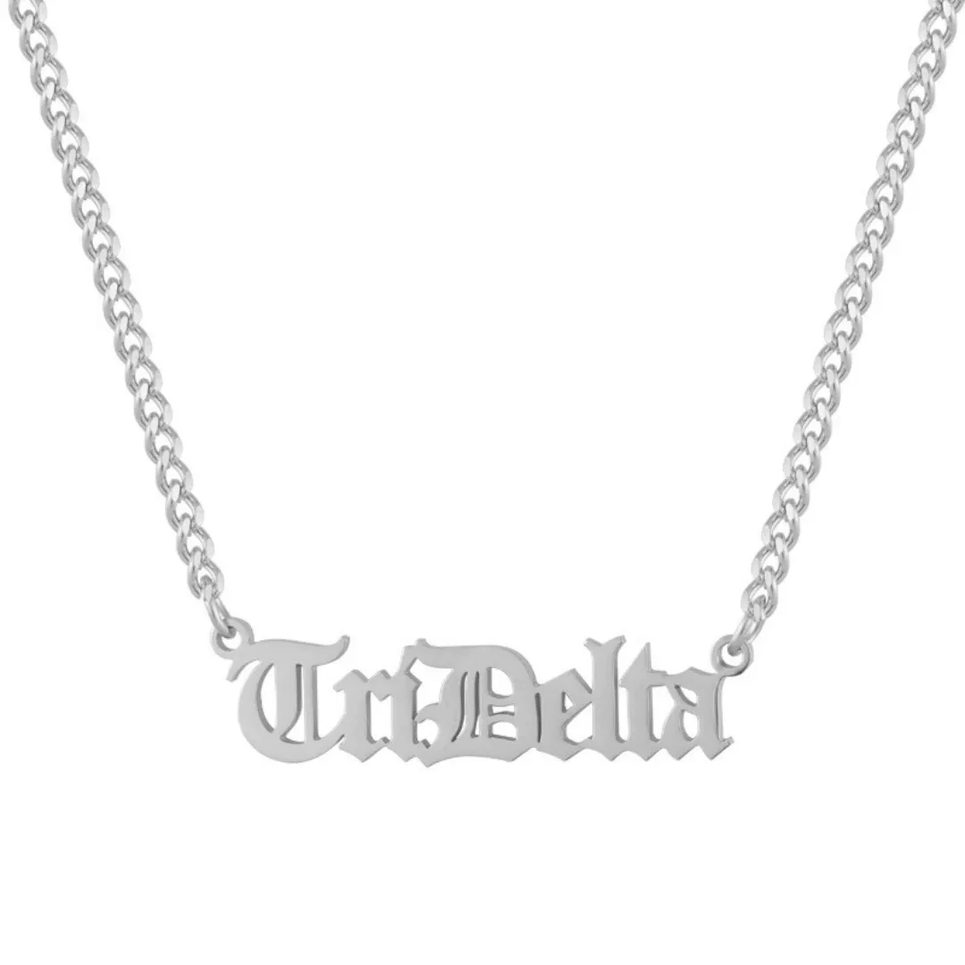 Sorority Custom/Personalized Gothic Curb Nameplate Necklace sold by Evry Jewels product image thumbnail 2