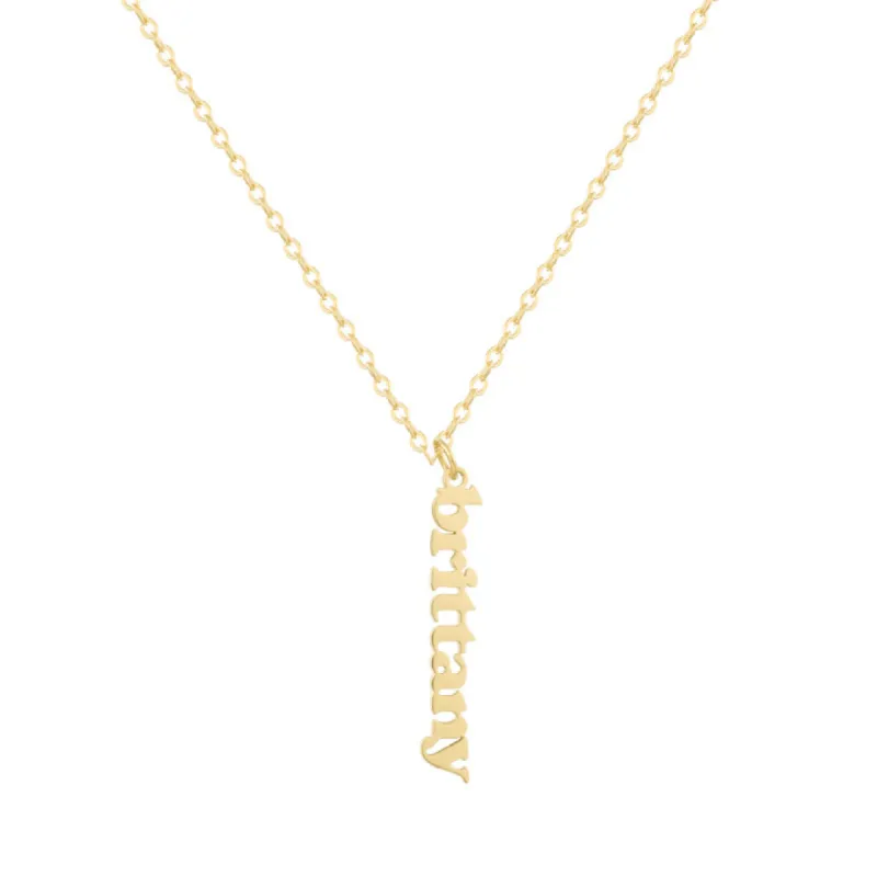 Custom/Personalized Mini Vertical Charm Nameplate Necklace sold by Evry Jewels