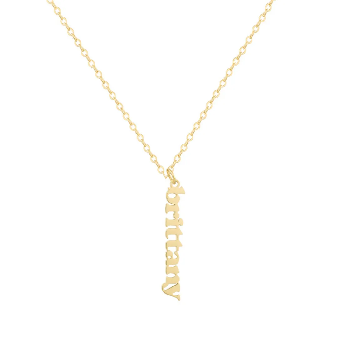 Custom/Personalized Mini Vertical Charm Nameplate Necklace sold by Evry Jewels