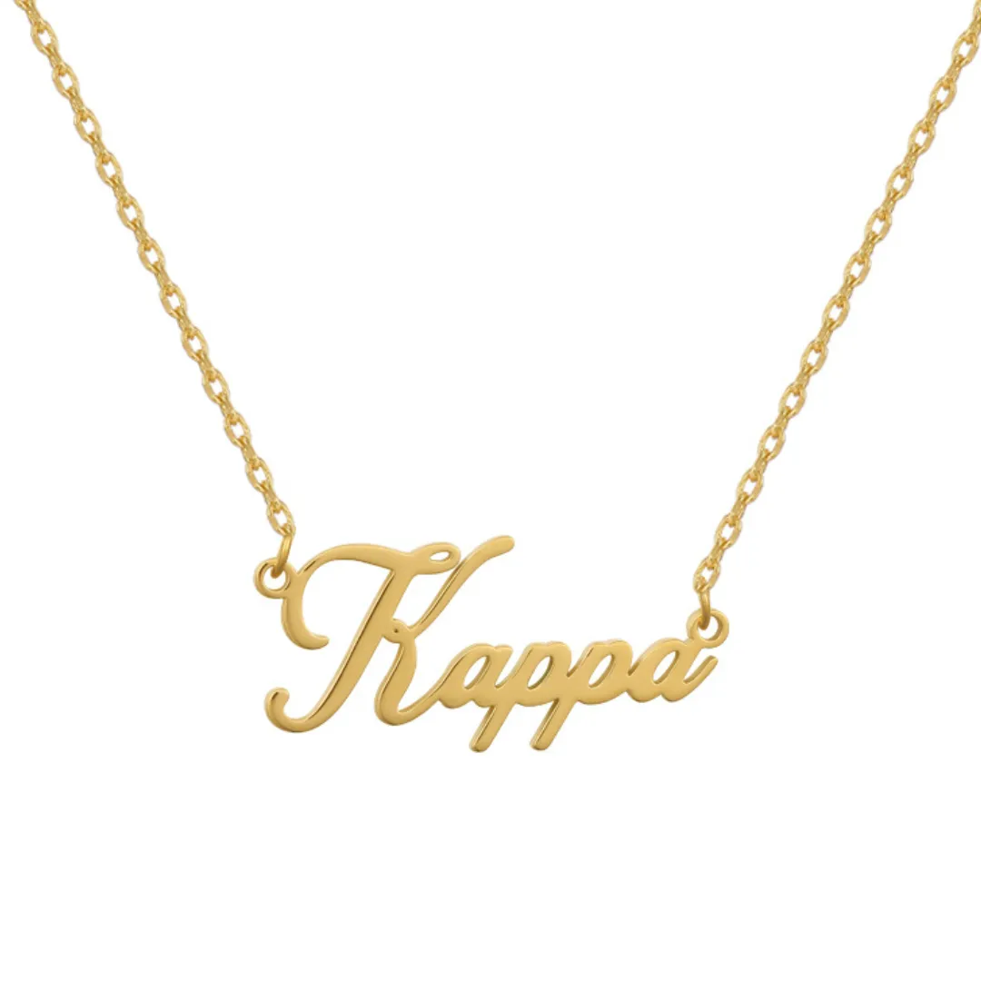 Sorority Custom/Personalized Script Nameplate Necklace sold by Evry Jewels