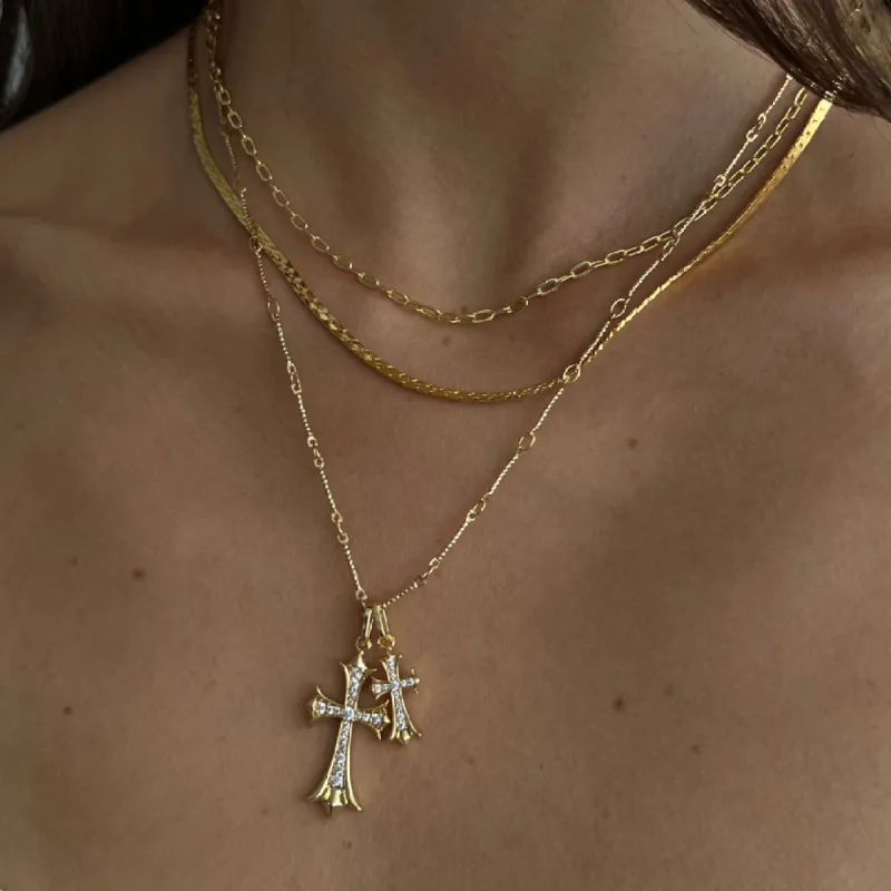 Double Cross Me Necklace Parallel
