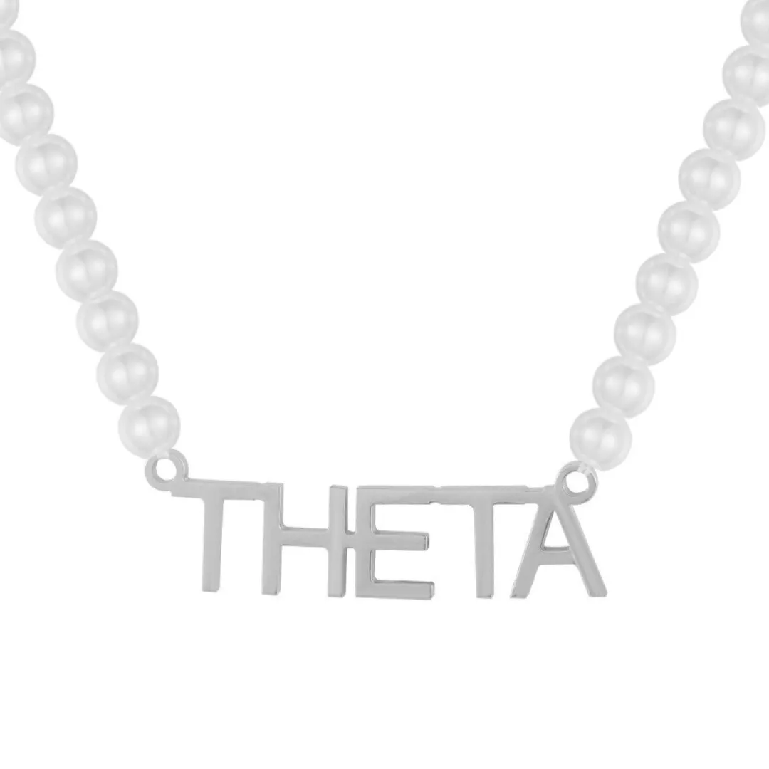 Sorority Custom/Personalized Pearl Nameplate Block Necklace sold by Evry Jewels product image thumbnail 2