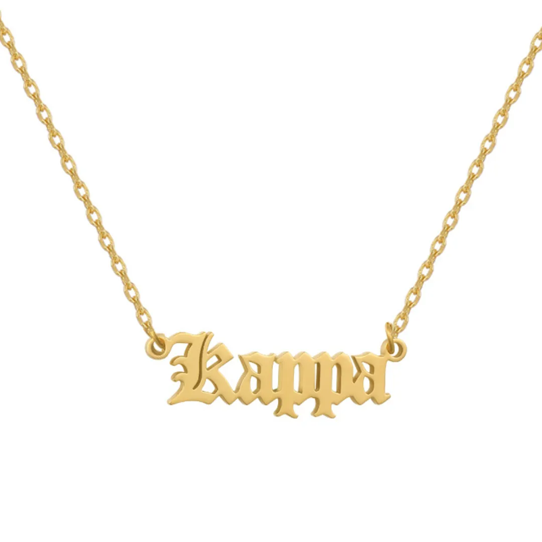 Sorority Custom/Personalized Gothic Nameplate Necklace sold by Evry Jewels