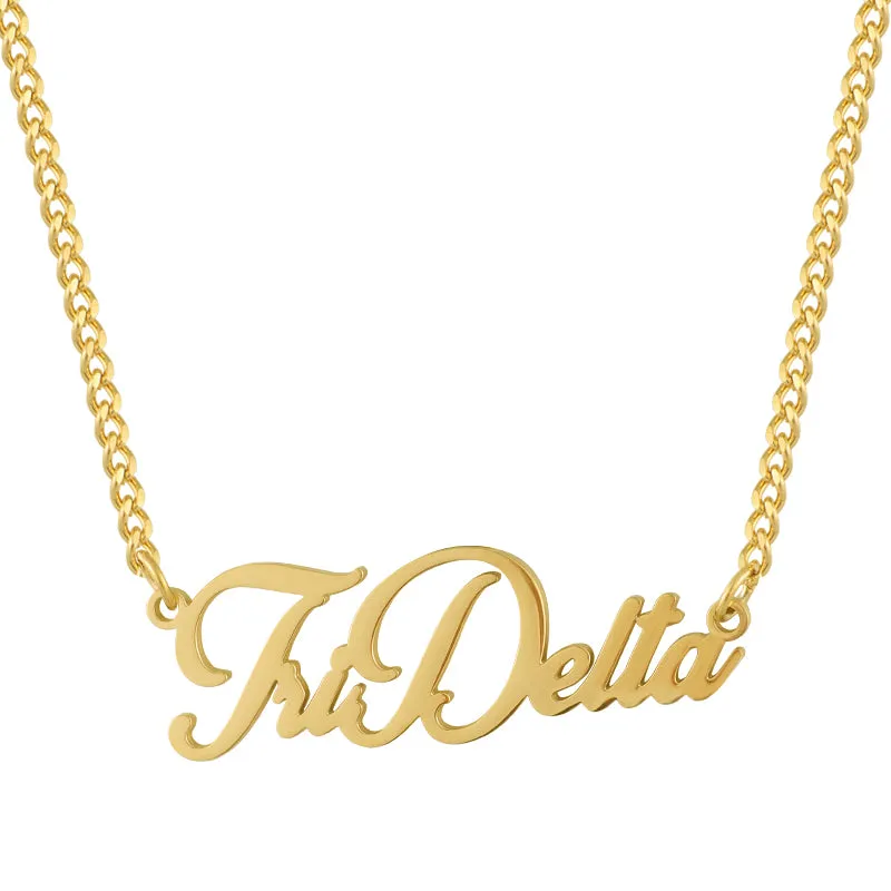 Sorority Custom/Personalized Script Curb Nameplate Necklace sold by Evry Jewels product image thumbnail 3