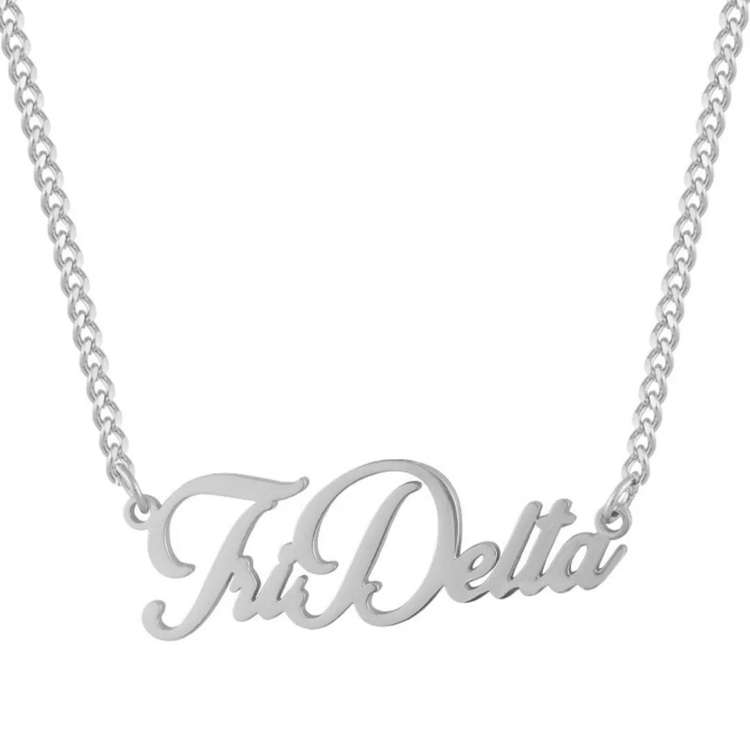 Sorority Custom/Personalized Script Curb Nameplate Necklace sold by Evry Jewels product image thumbnail 4