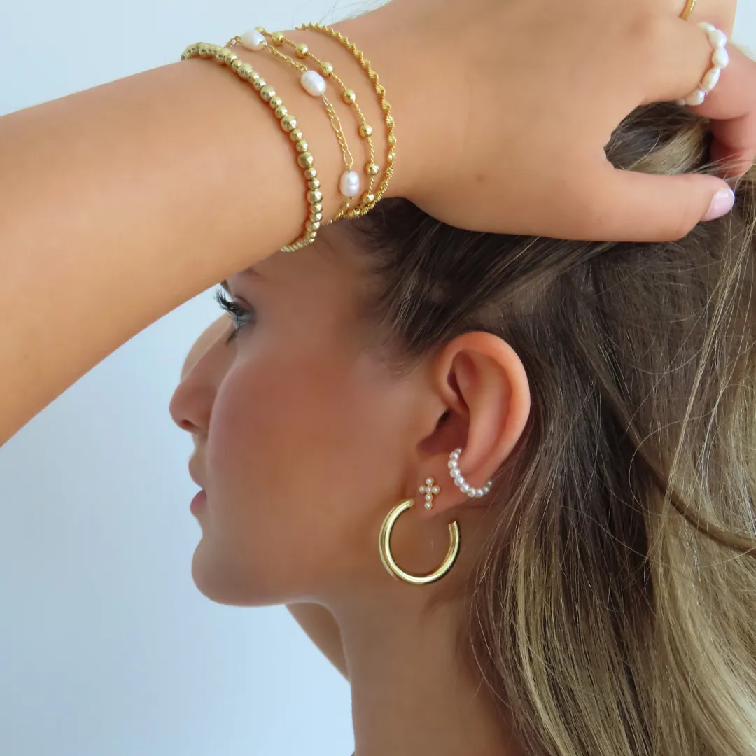 Sacred Pearl Earrings sold by Evry Jewels product image thumbnail 4