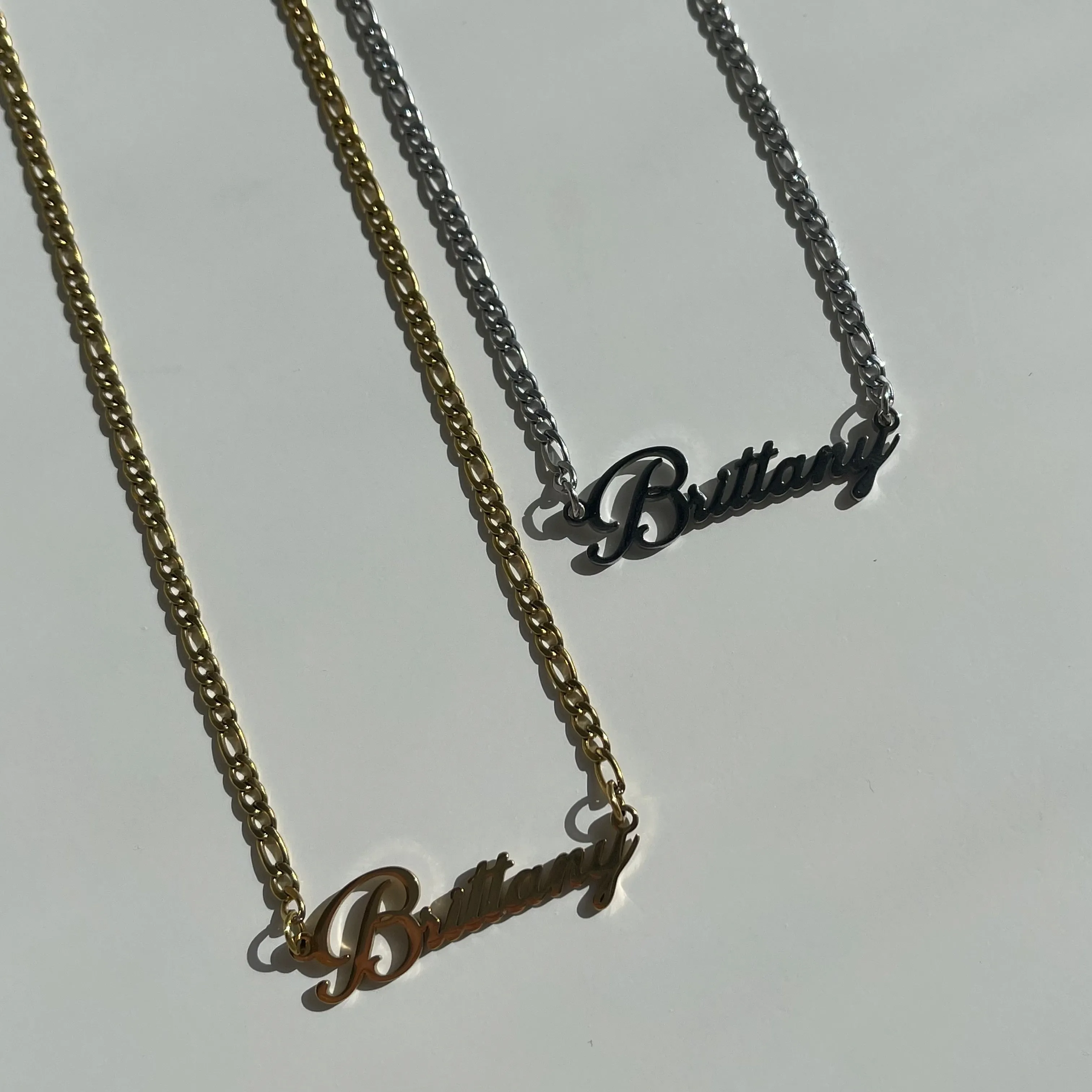 Custom/Personalized Nameplate Figaro Necklace sold by Evry Jewels product image thumbnail 2