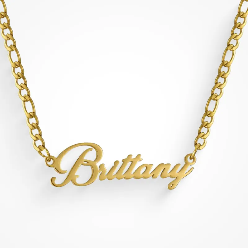 Custom/Personalized Nameplate Figaro Necklace sold by Evry Jewels