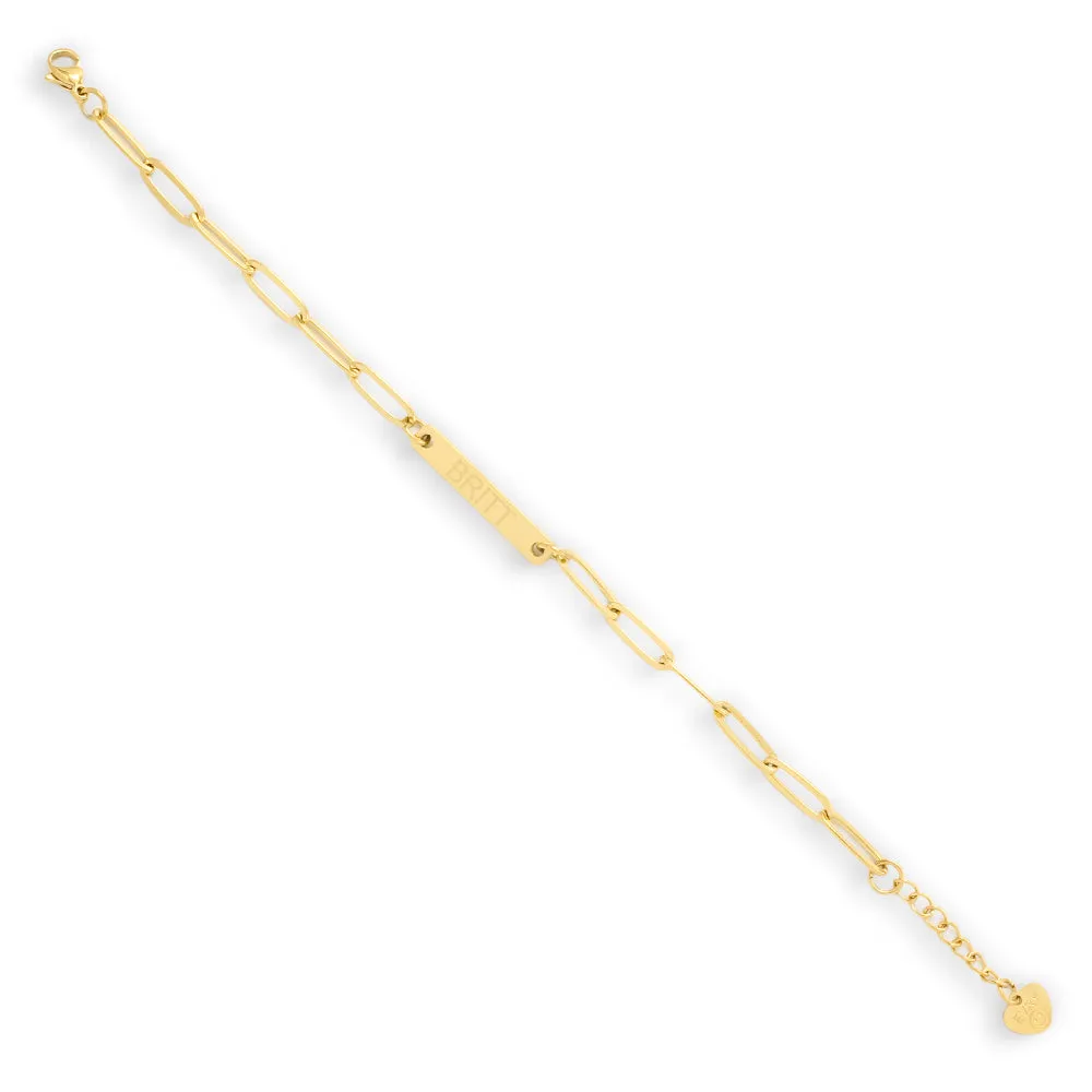 Custom/Personalized Paperclip Bar Bracelet sold by Evry Jewels