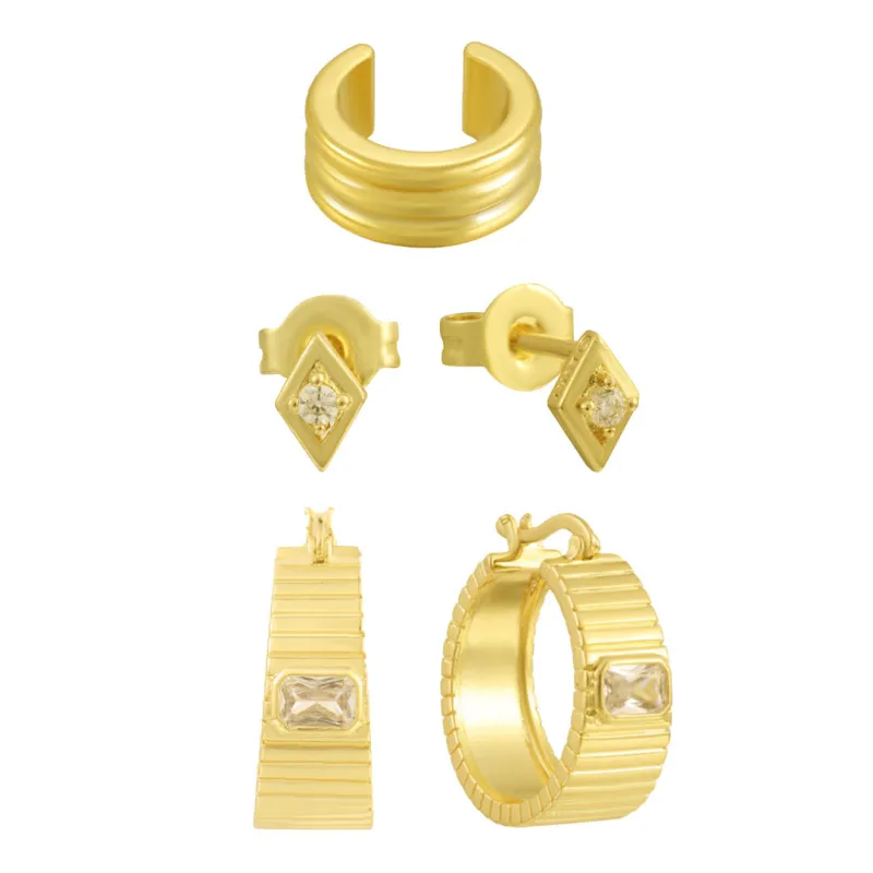 You Glow Bestie Bundle: 3 Piece Earring and Cuff Bundle sold by Evry Jewels