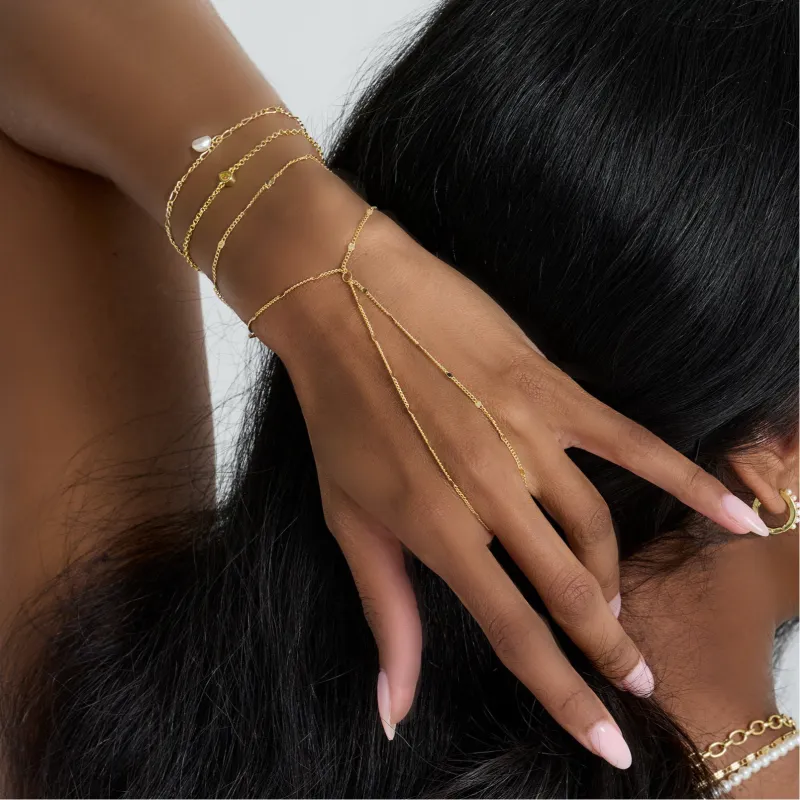 Dainty Energy Bundle: 3 Piece Bracelet and Hand Chain Bundle sold by Evry Jewels