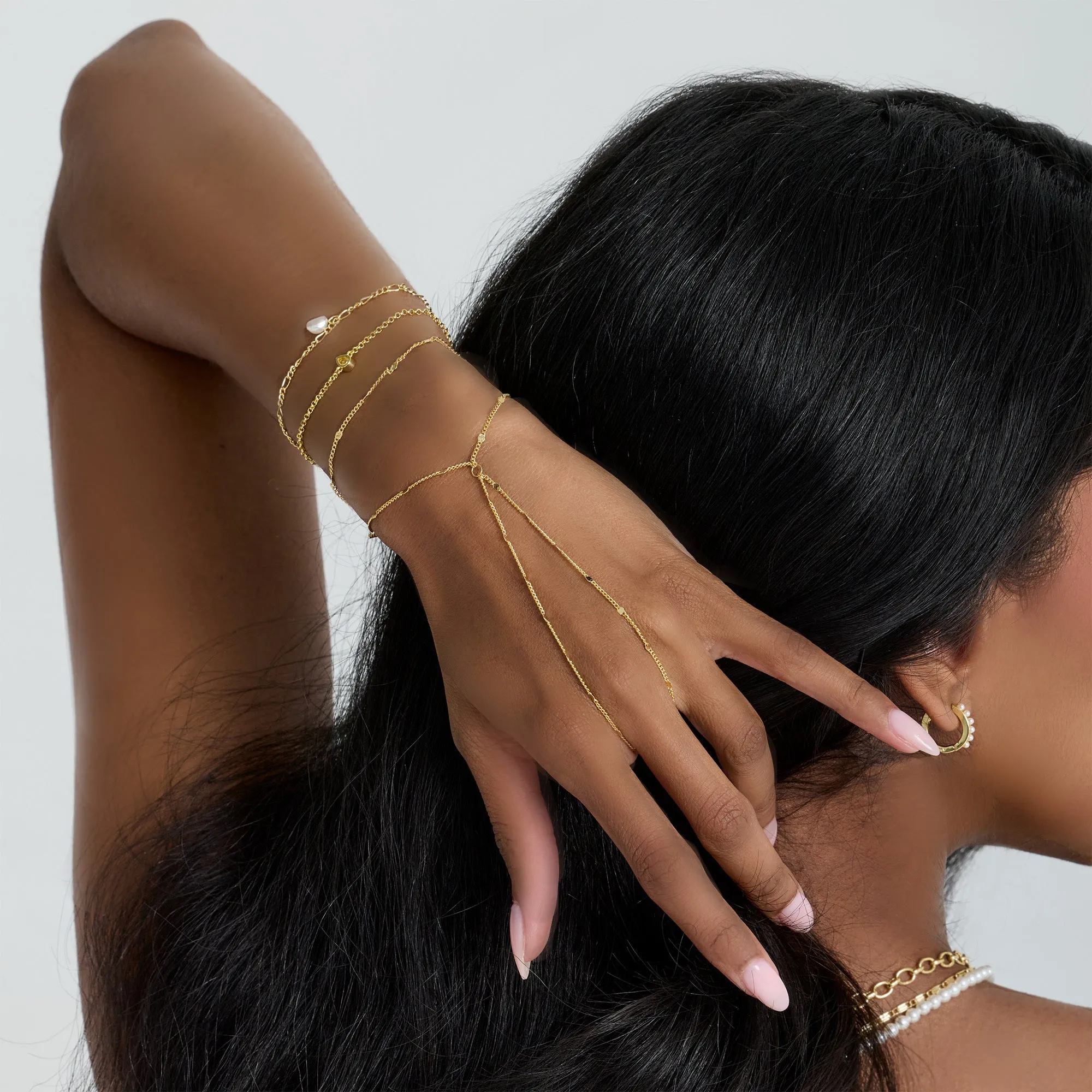 Dainty Energy Bundle: 3 Piece Bracelet and Hand Chain Bundle sold by Evry Jewels product image thumbnail 3