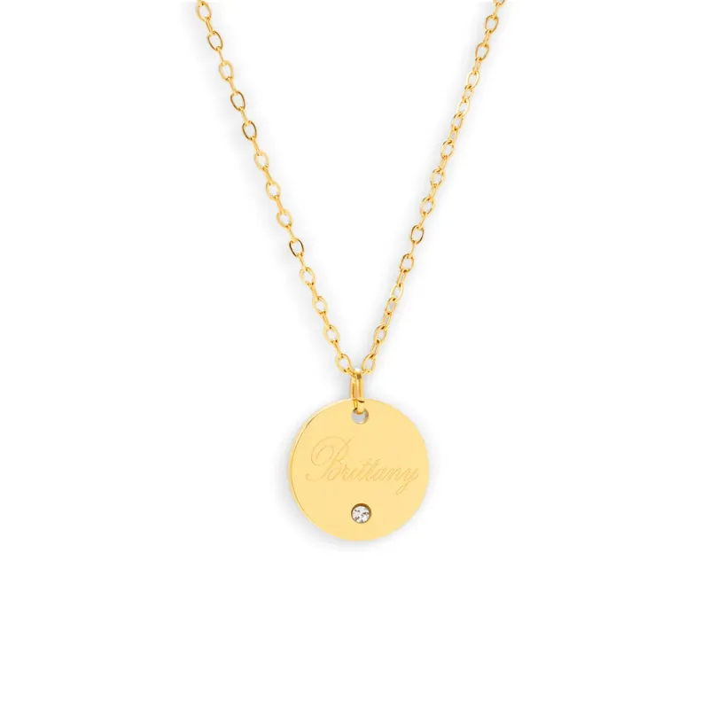 Custom/Personalized Round Pendant Necklace w/ Gemstone sold by Evry Jewels