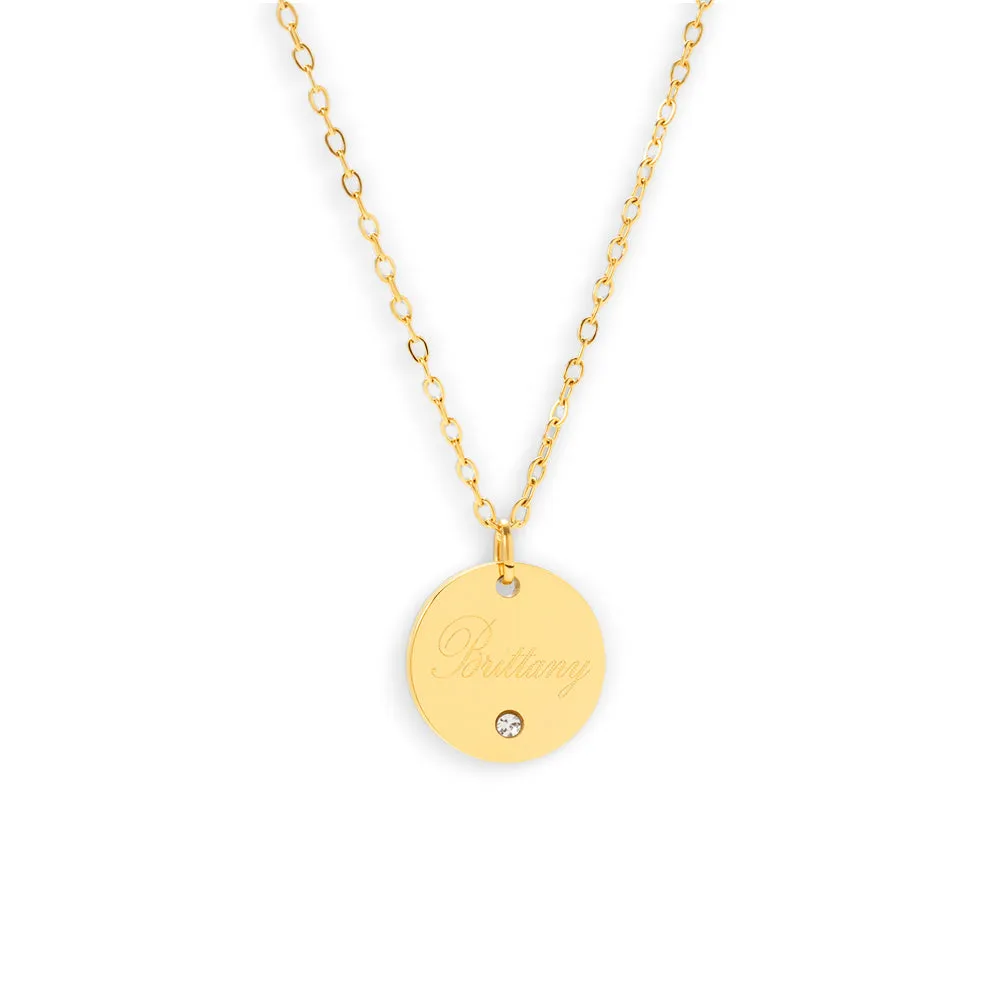 Custom/Personalized Round Pendant Necklace w/ Gemstone sold by Evry Jewels