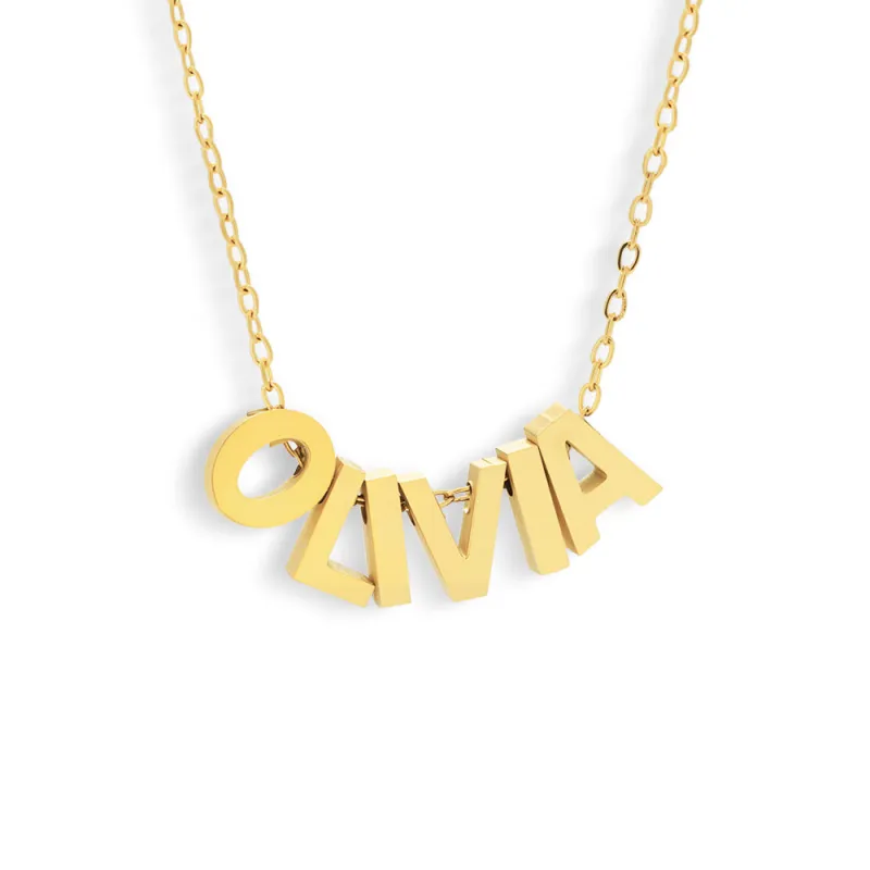 Custom/Personalized Chunky Letter Name Necklace sold by Evry Jewels